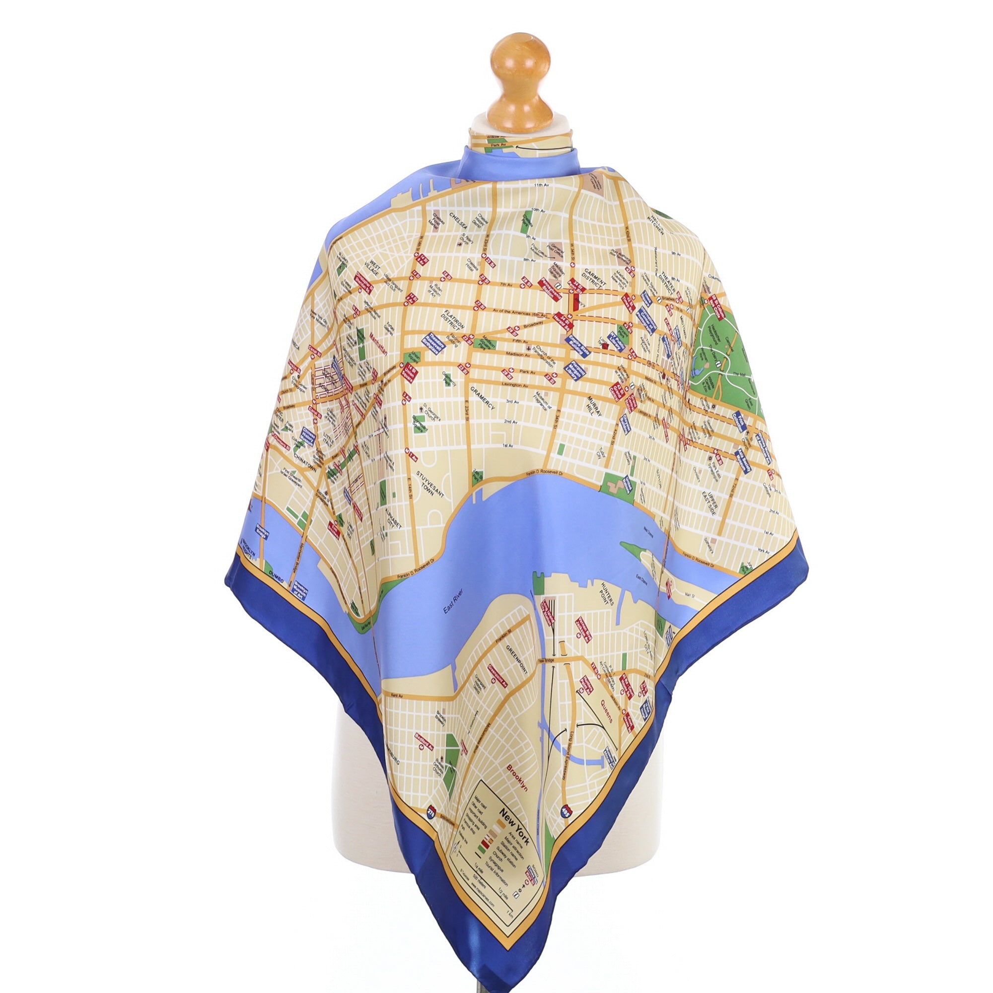 Unworn New York Map Silk Scarf