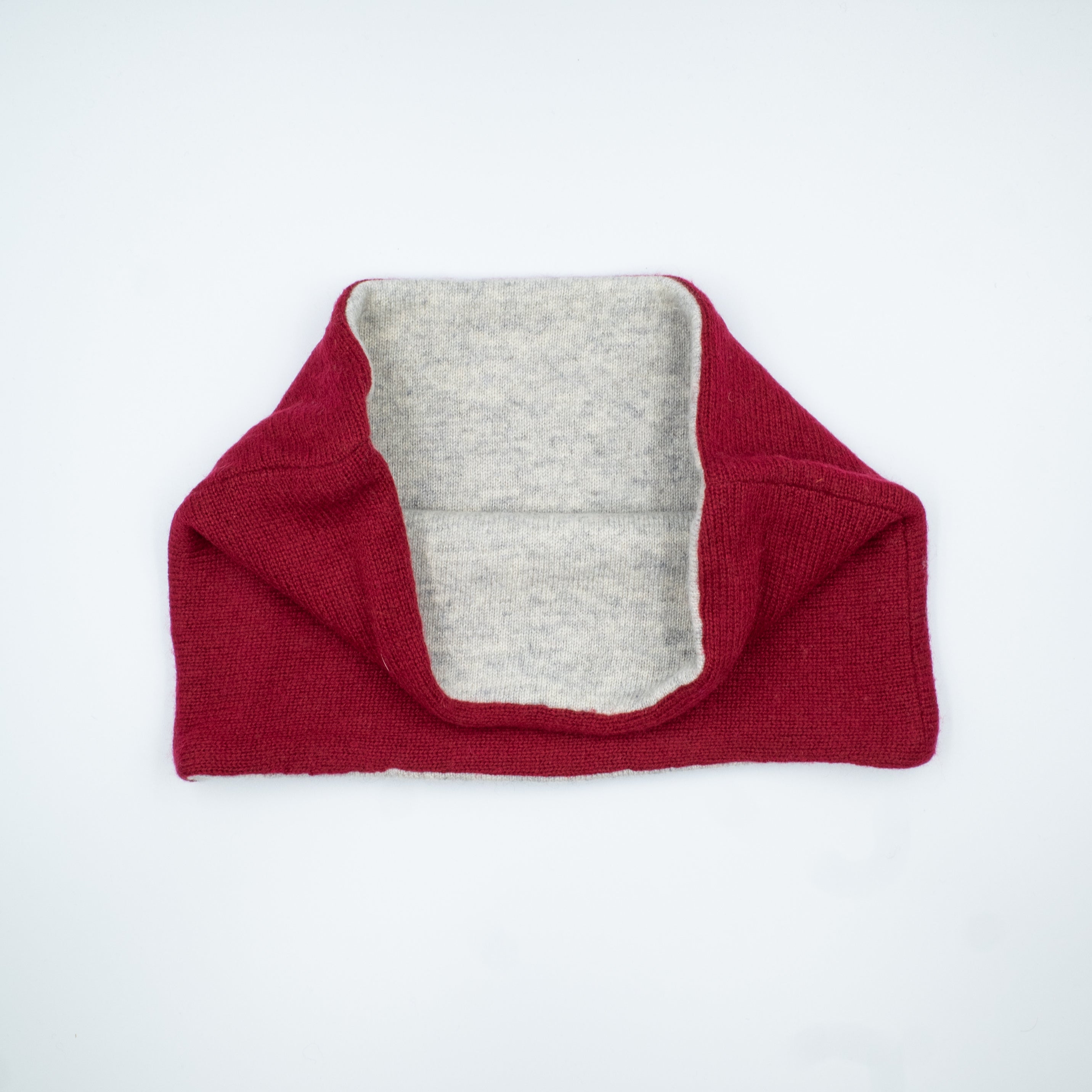 Men’s Scarlet Red and Mist Grey Cashmere Neck Warmer