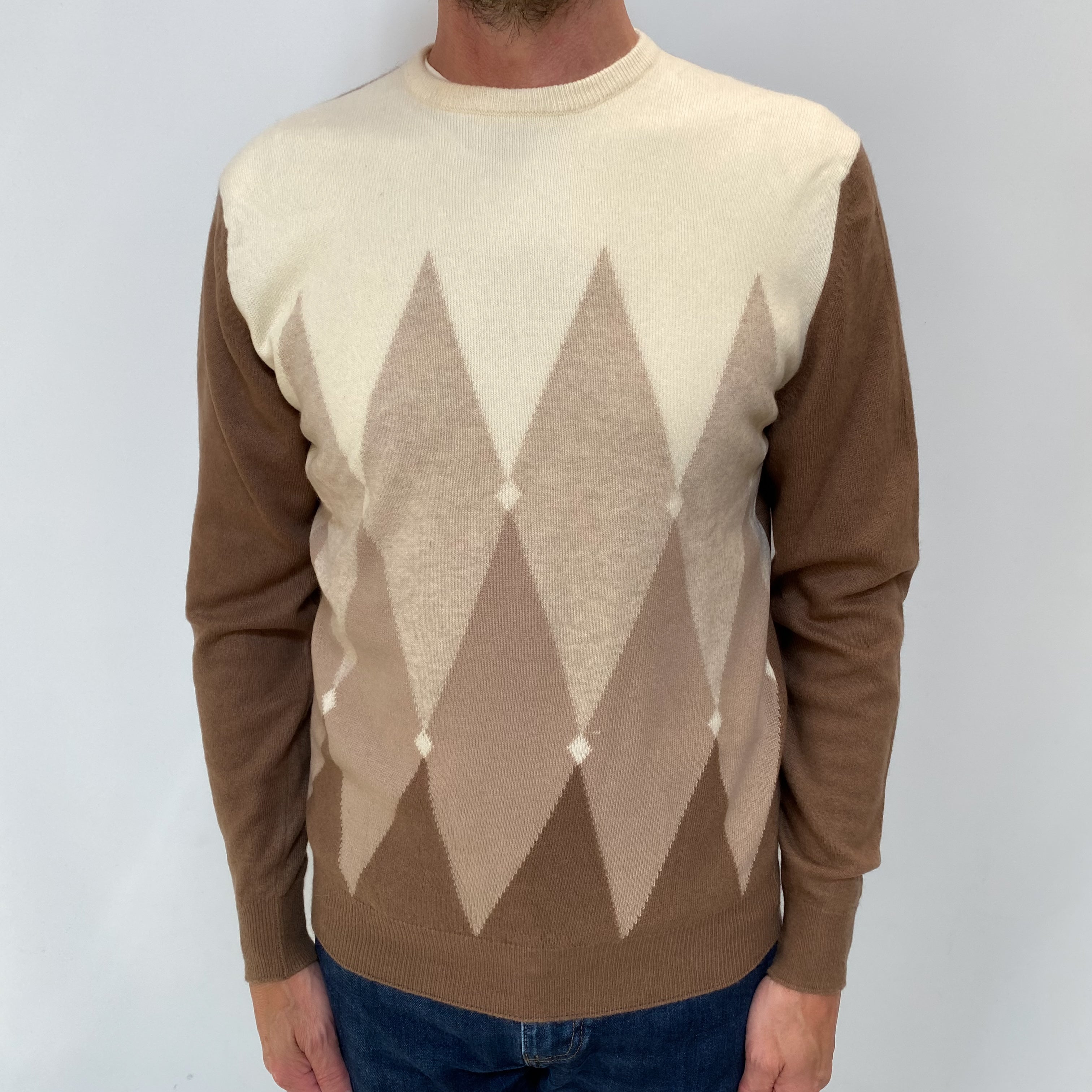 Men's Pringle Selfridges Toffee Cashmere Crew Neck Jumper Small