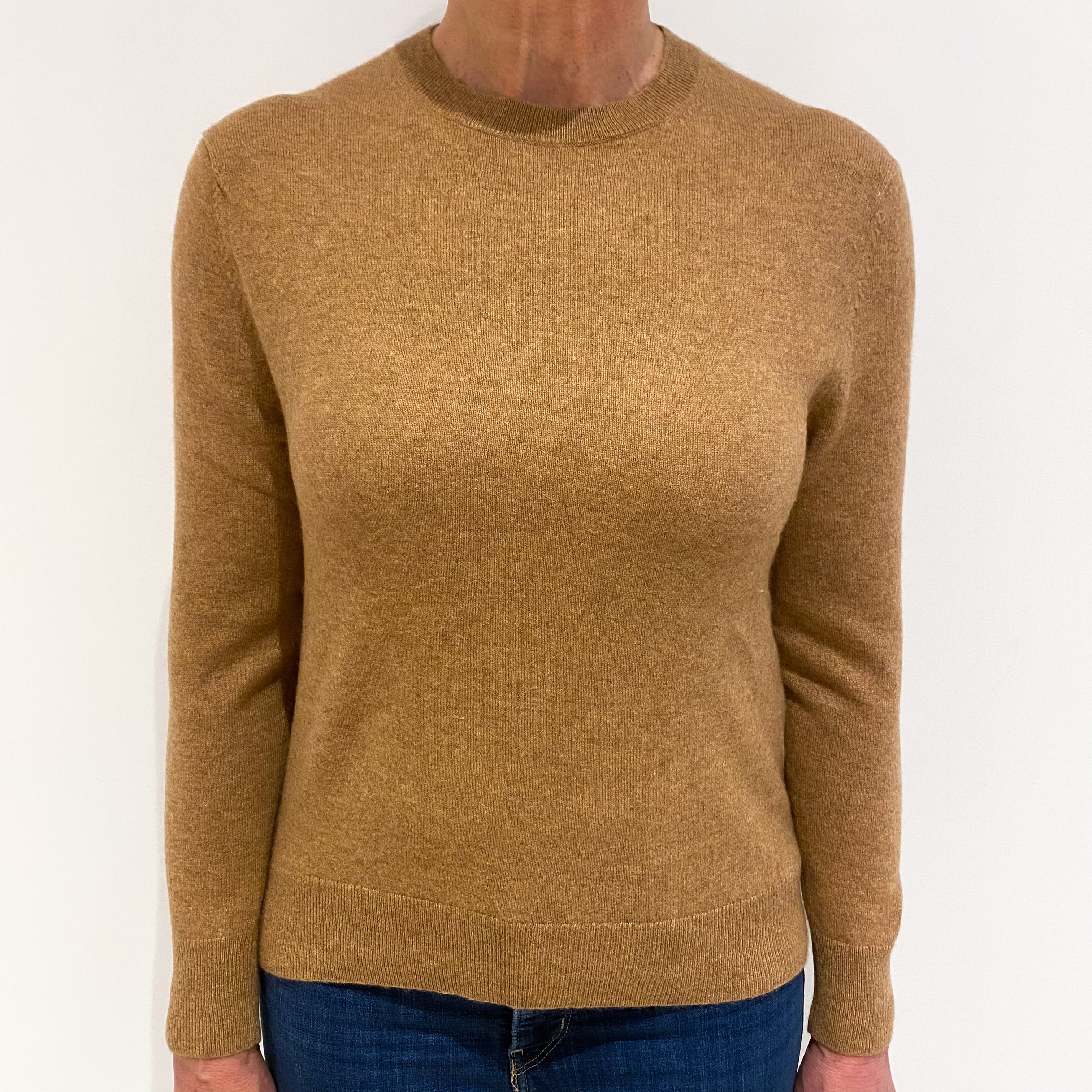 Cinnamon Brown Cashmere Crew Neck Jumper Medium