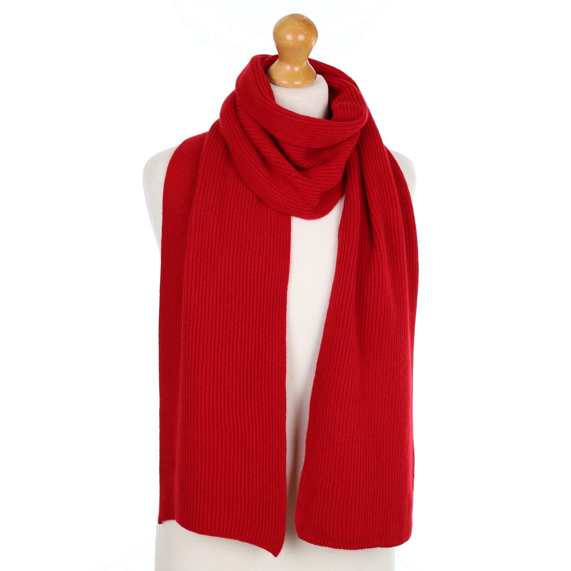 Brand New Scottish Berry Red Rib Cashmere Scarf