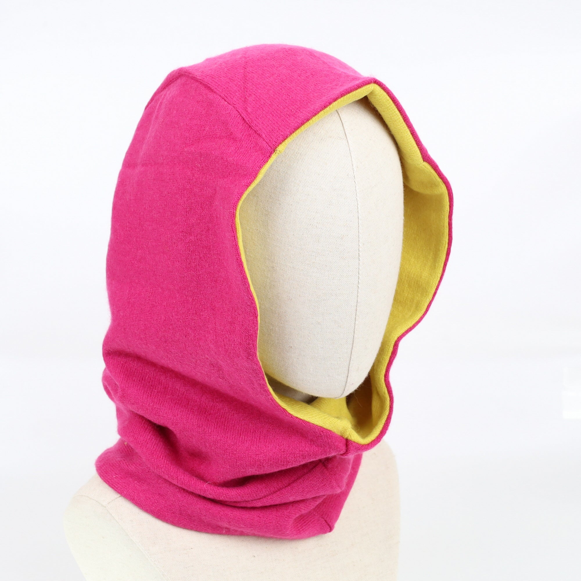 Hot Pink and Yellow Luxury Reversible Cashmere Hood Unisex