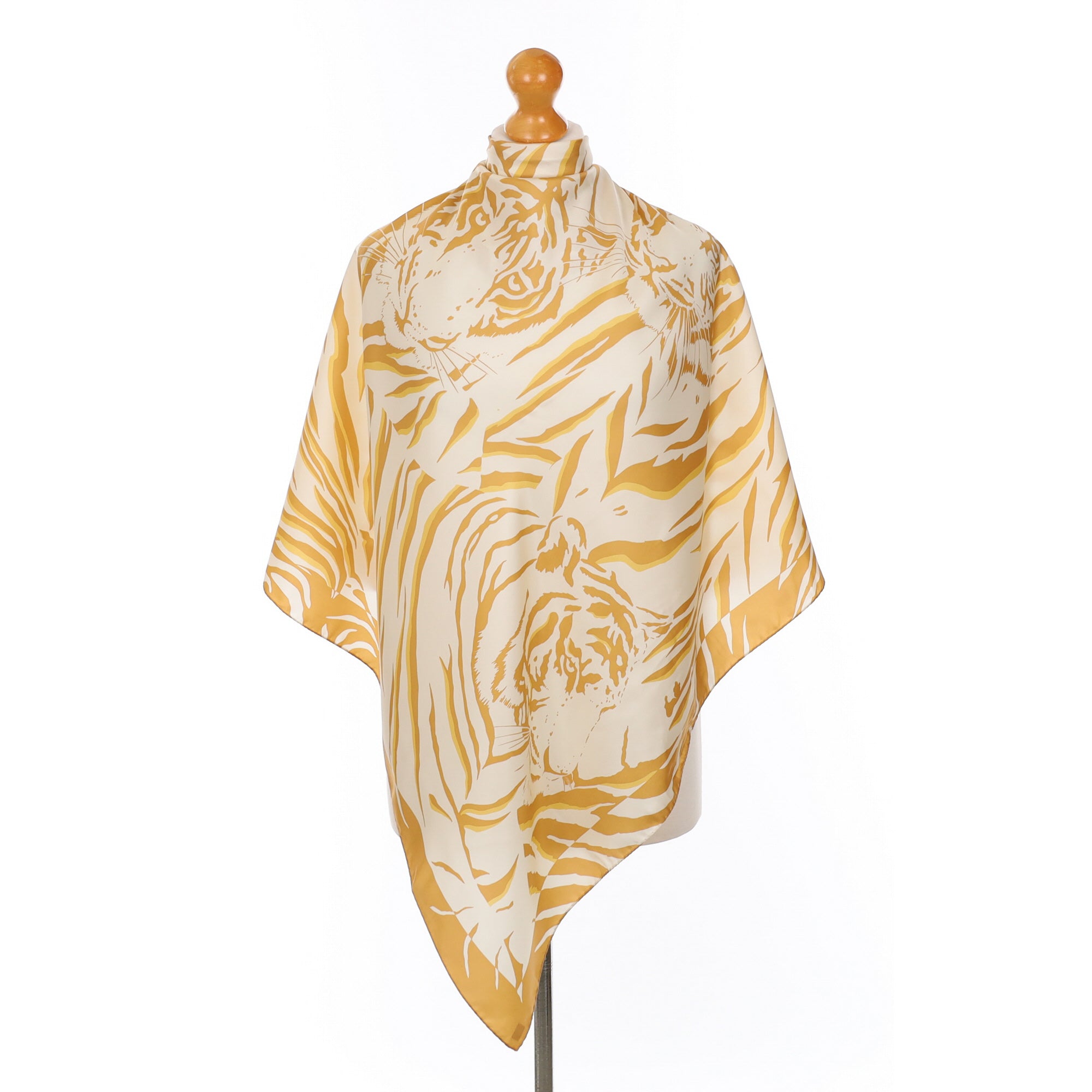 Immaculate Tiger Gold and Cream Silk Scarf