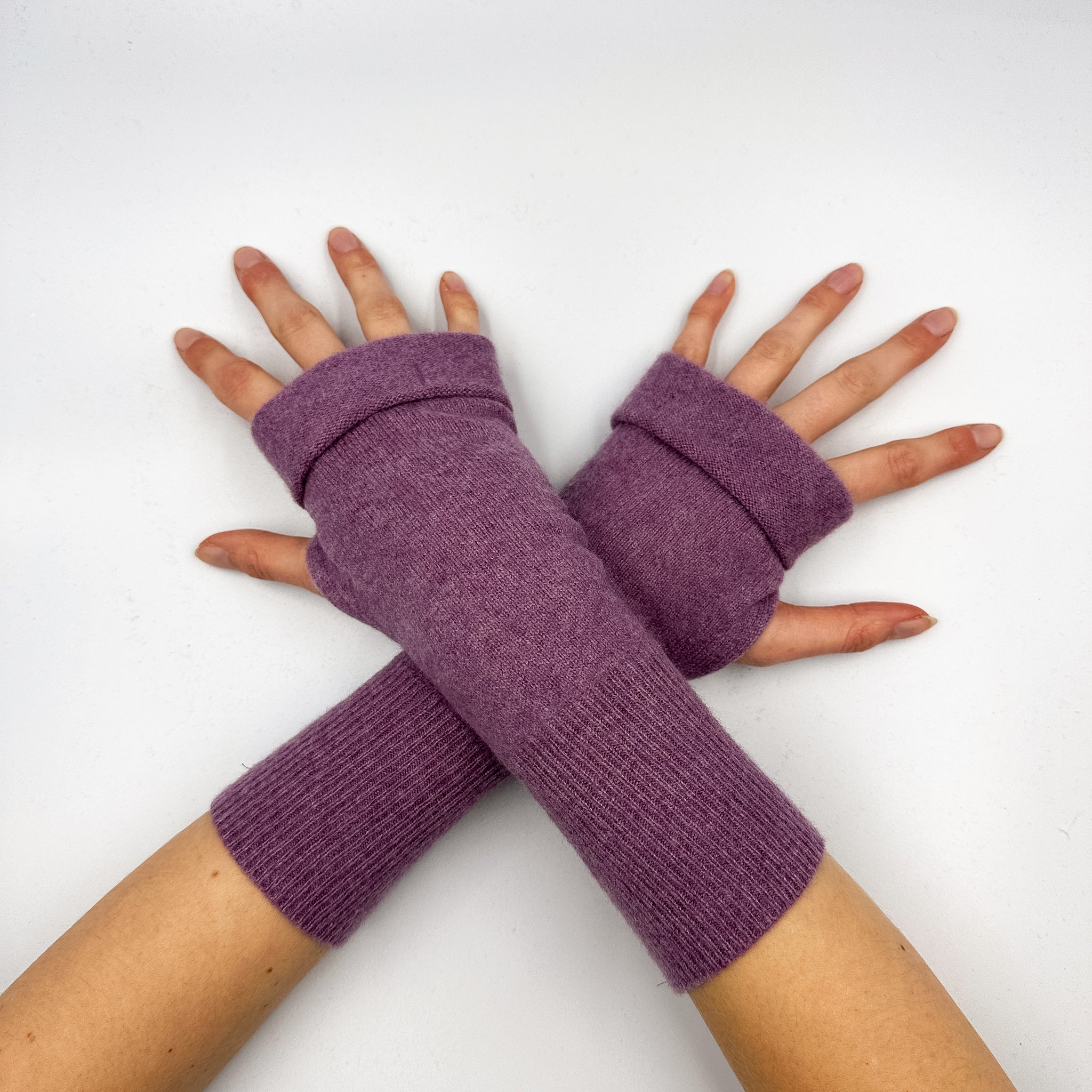 Heather Purple Fingerless Gloves