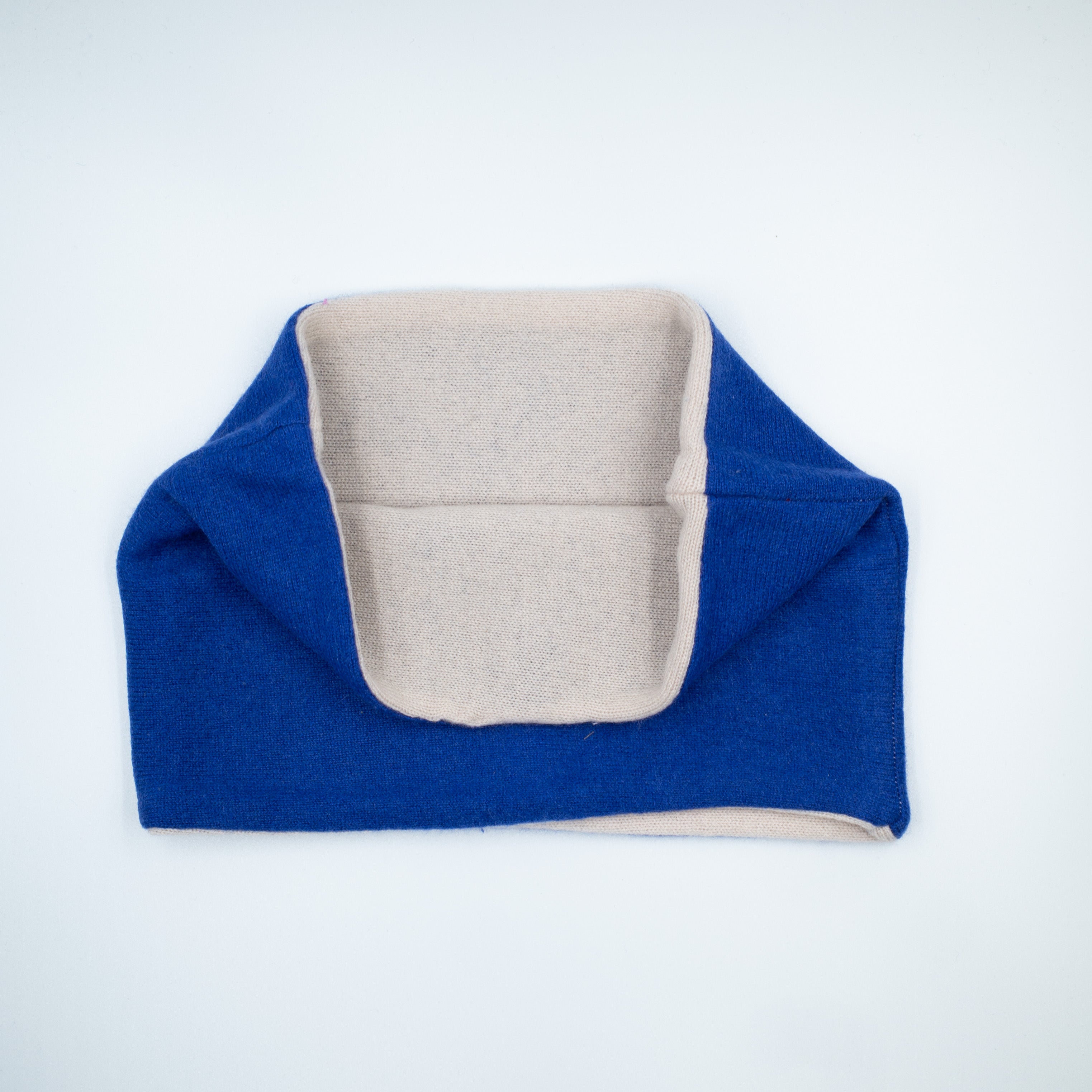 Admiral Blue and Palest Oatmeal Neck Warmer