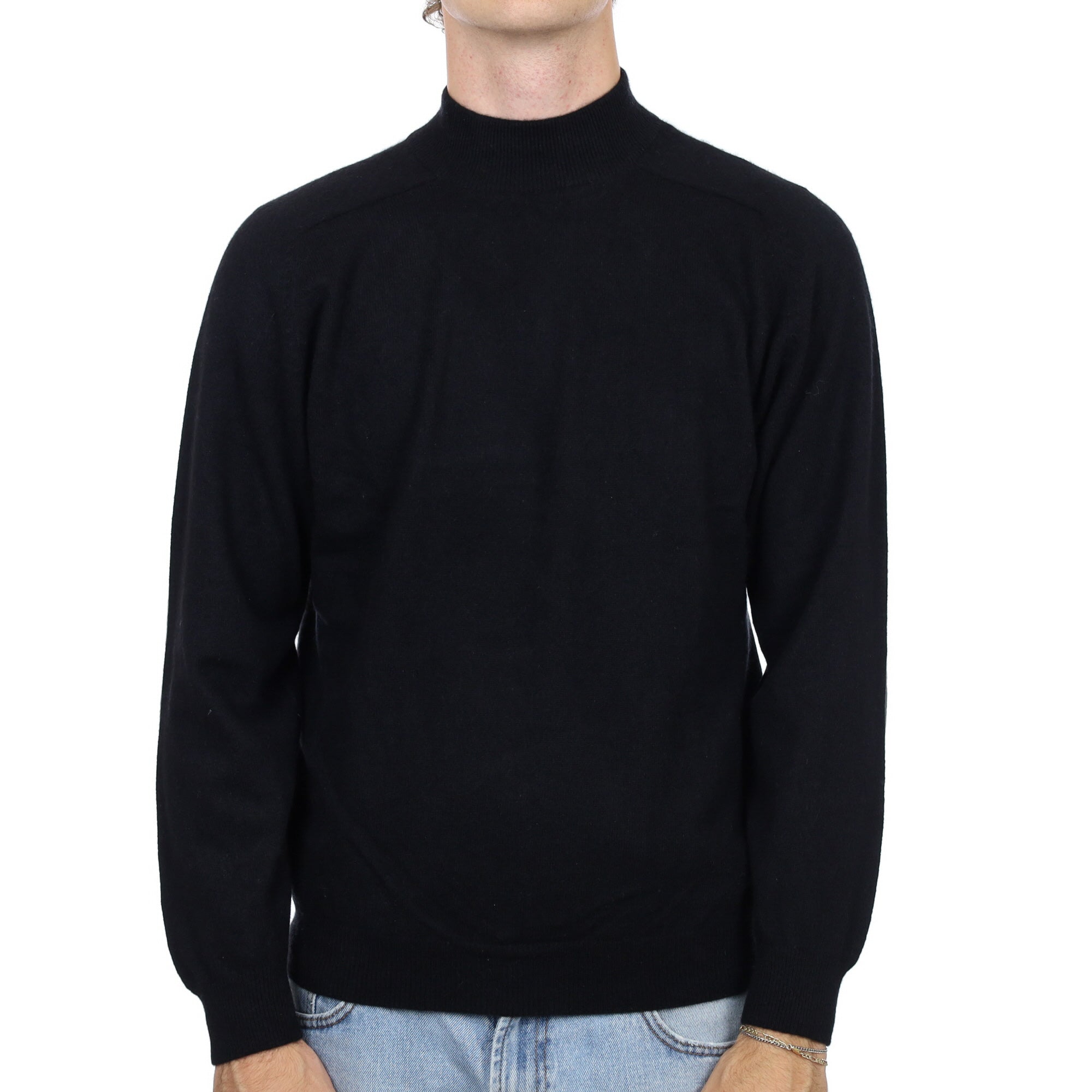 Men's Black Cashmere Turtle Neck Jumper Large