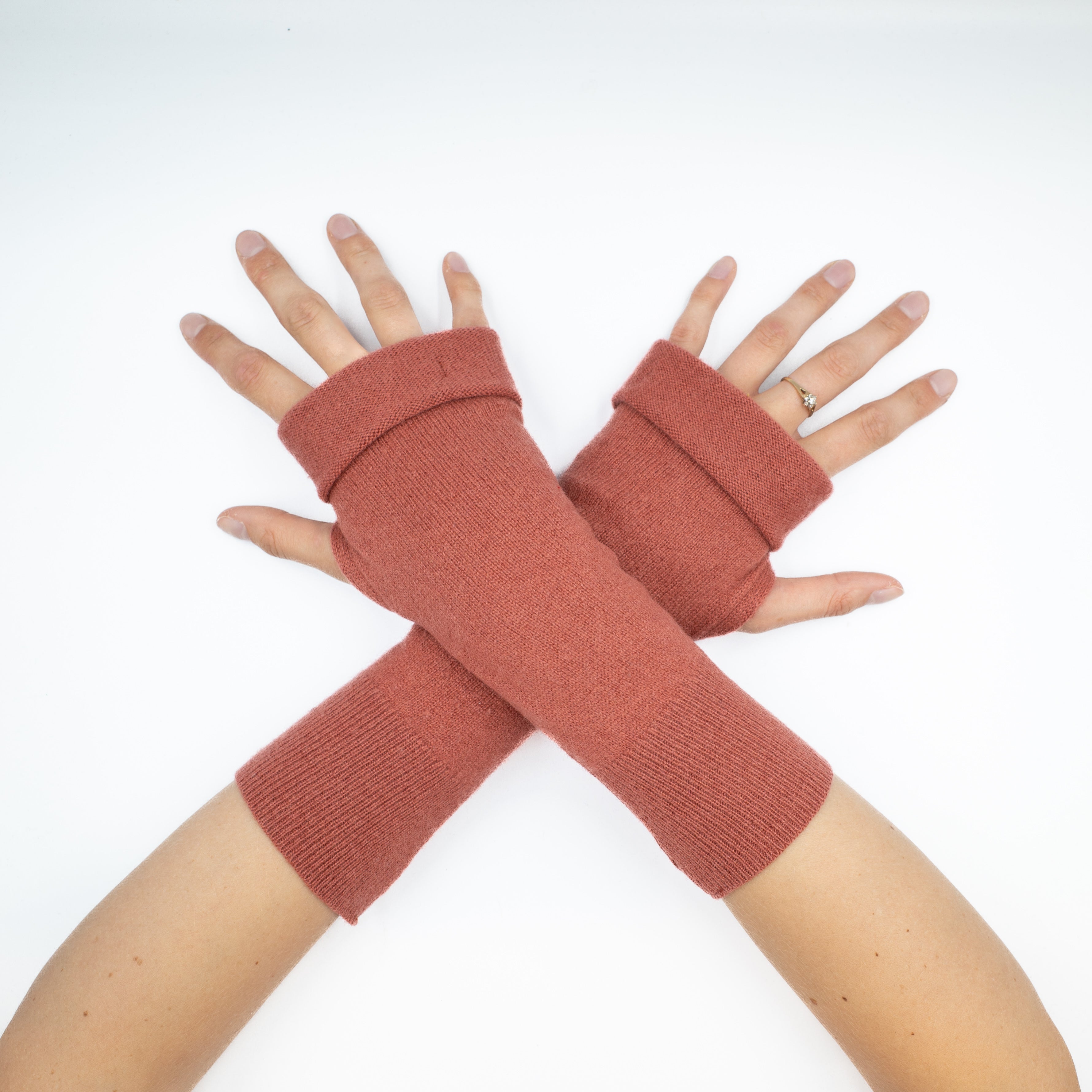 Terracotta Pink Fingerless Gloves