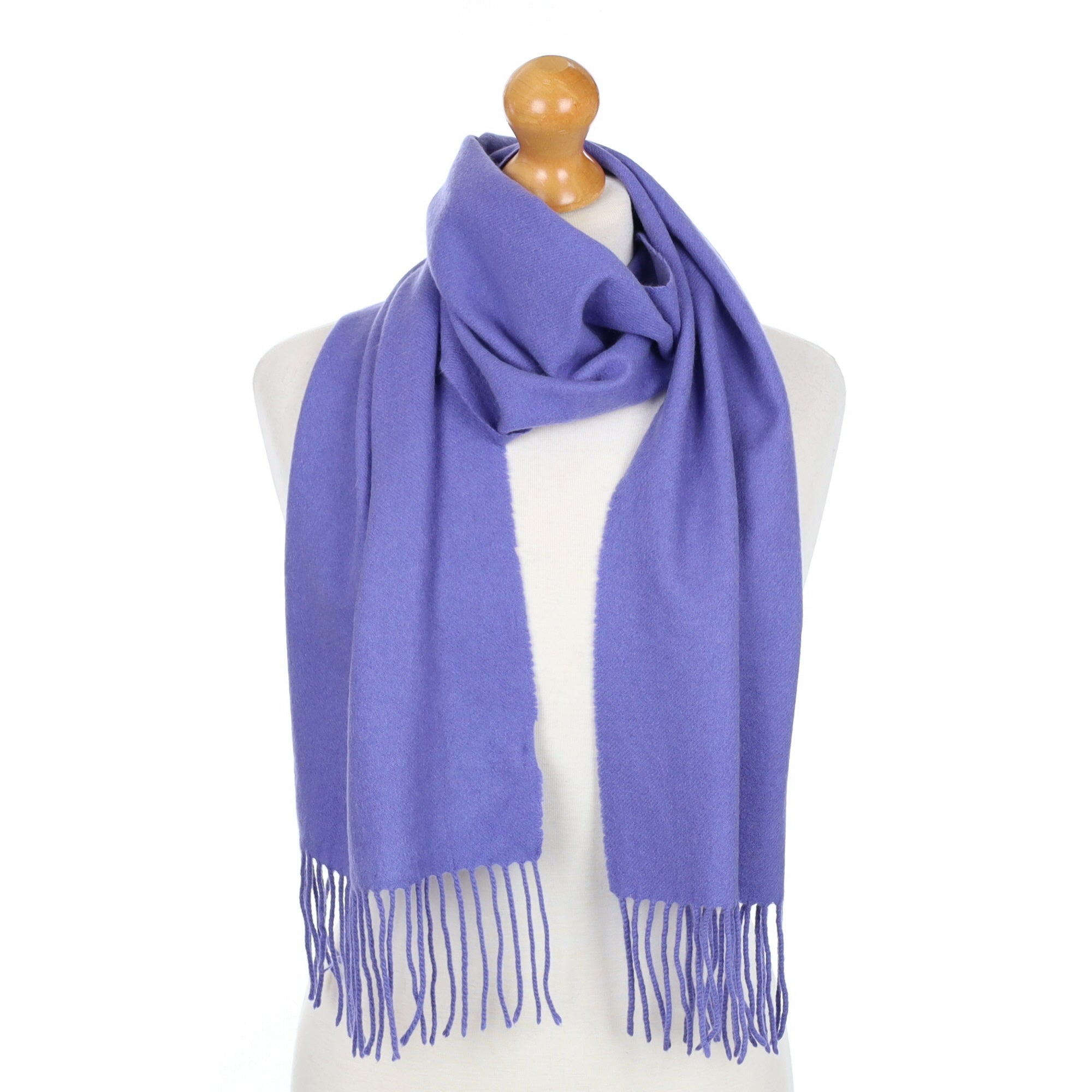 Bluebell Purple Fringed Cashmere Woven Scarf