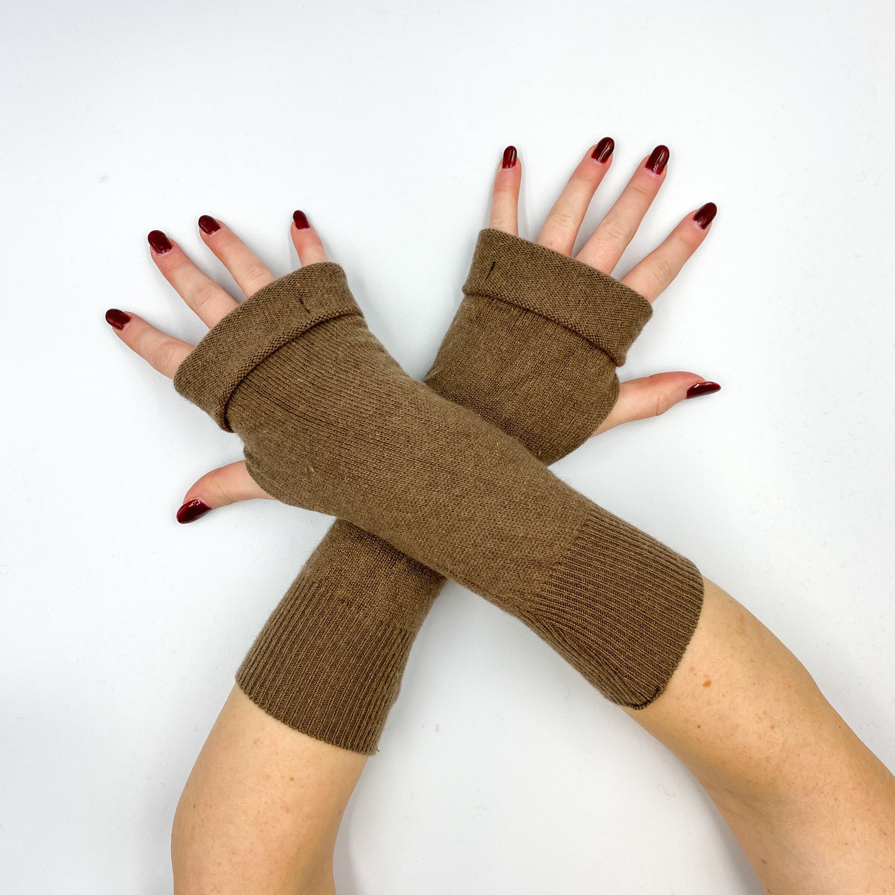 Saddle Brown Fingerless Gloves