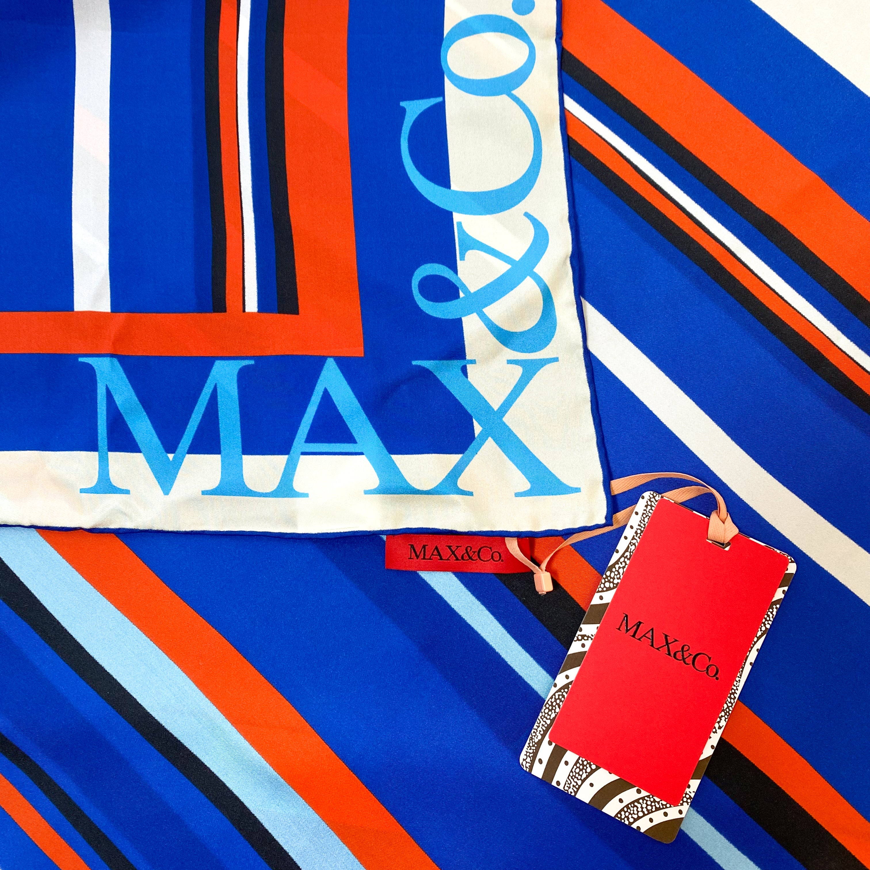 Brand New Boxed Max & Co Striped Silk Scarf