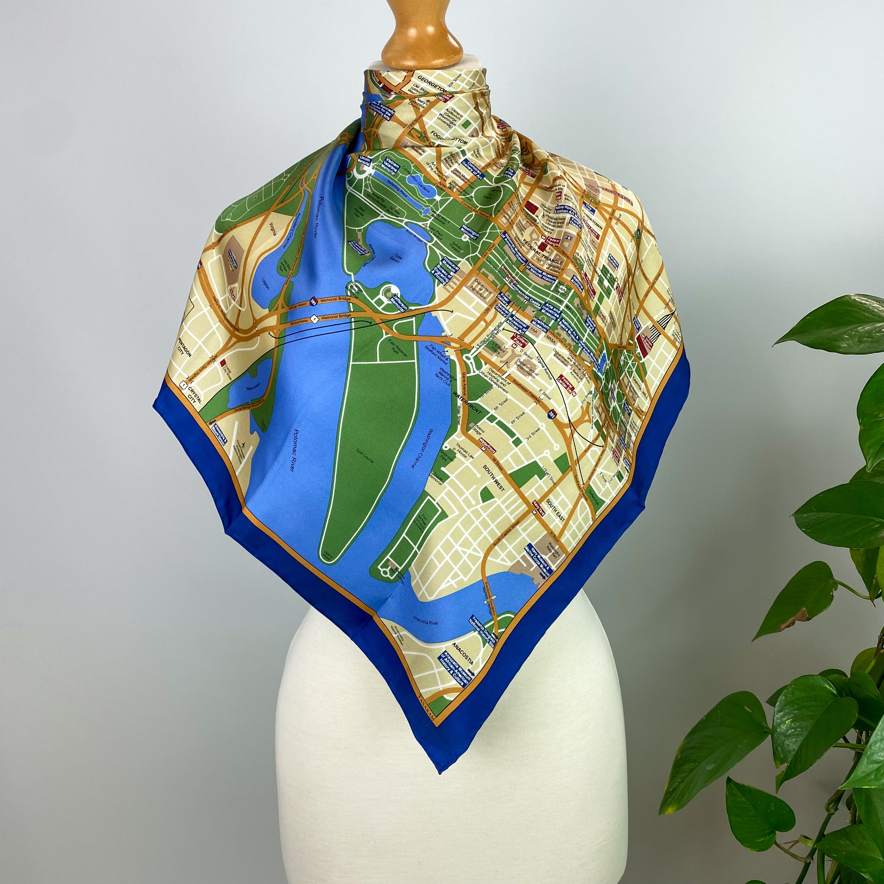 Unworn Washington DC Map Silk Scarf