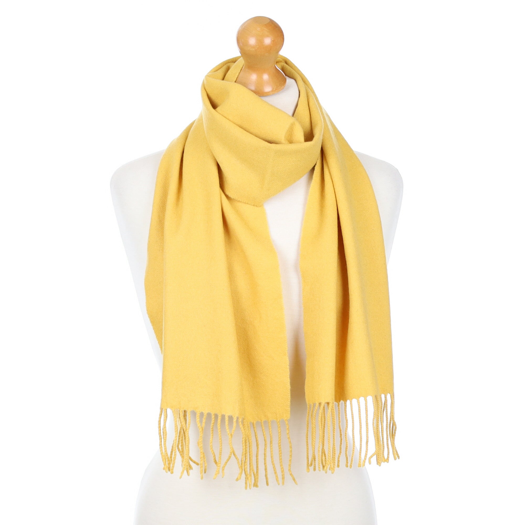 Sunflower Yellow Fringed Cashmere Woven Scarf