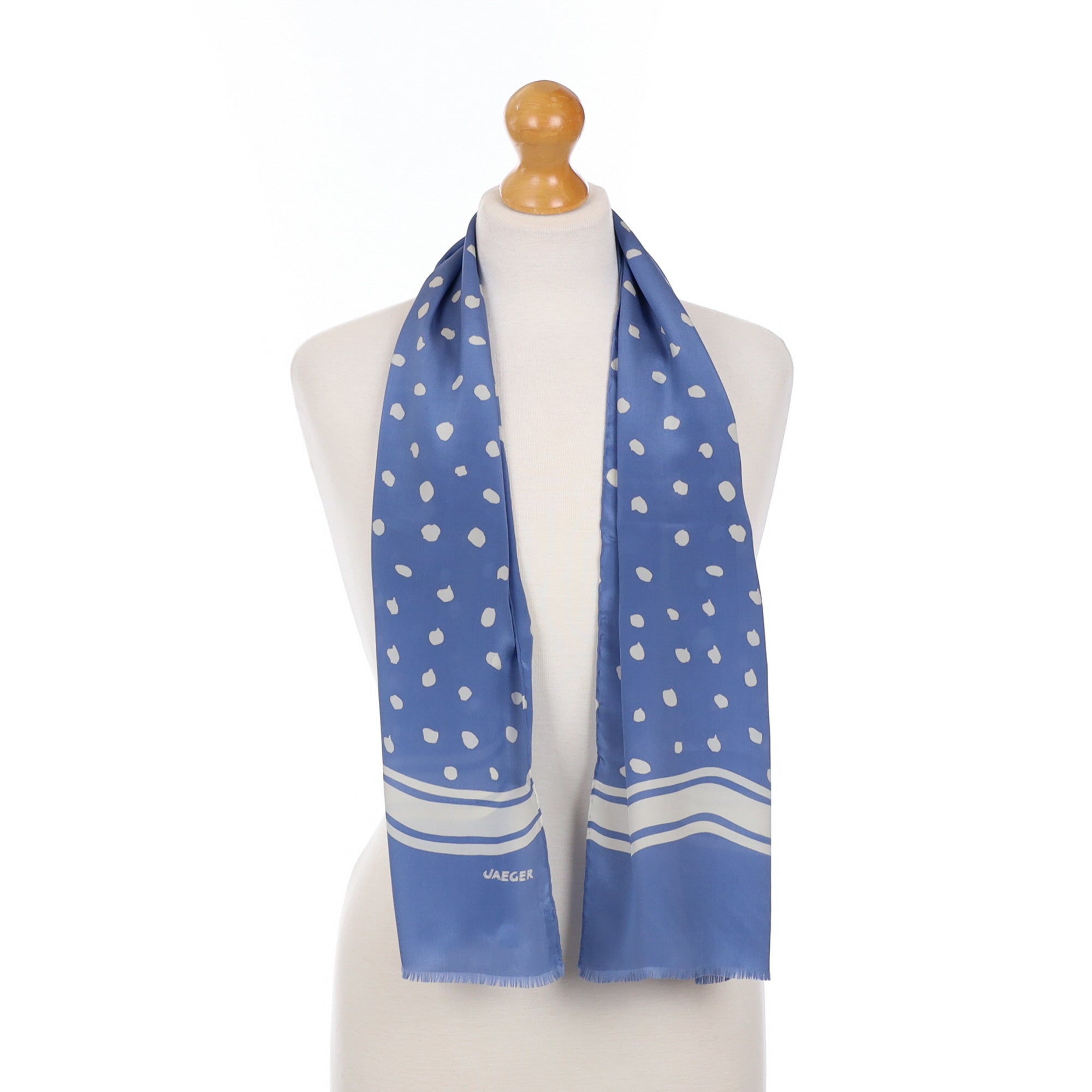 Jaeger Long Blue Vintage Silk Scarf