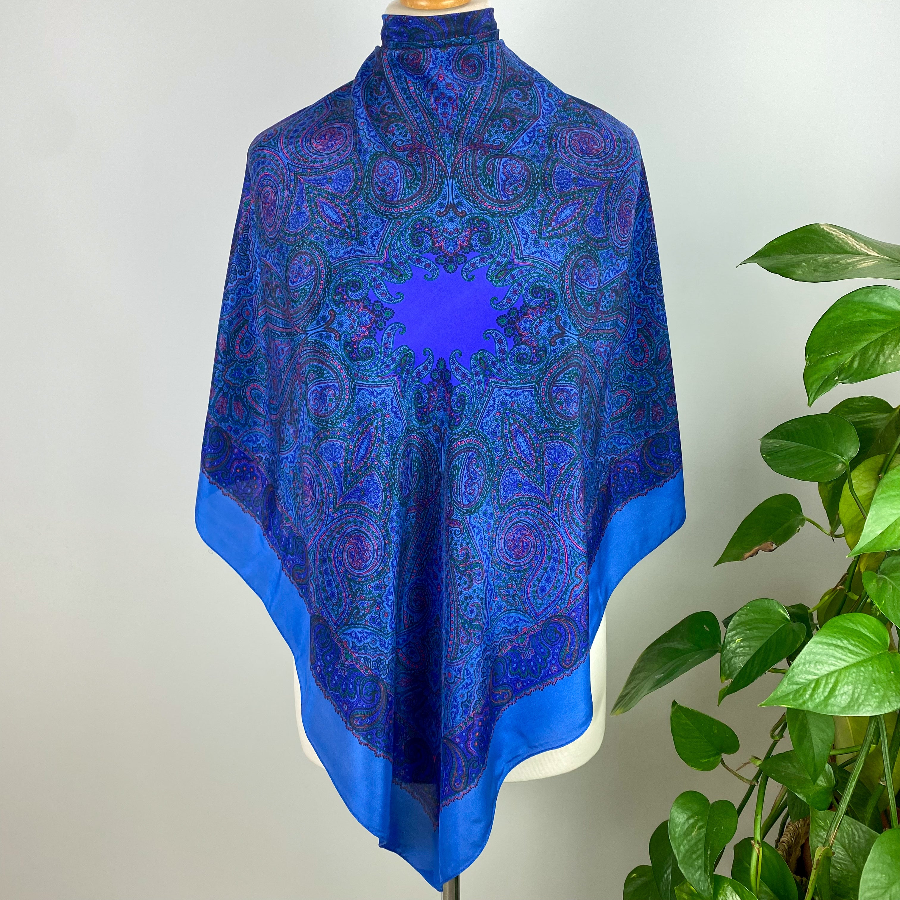 Blue Paisley Vintage Silk Scarf