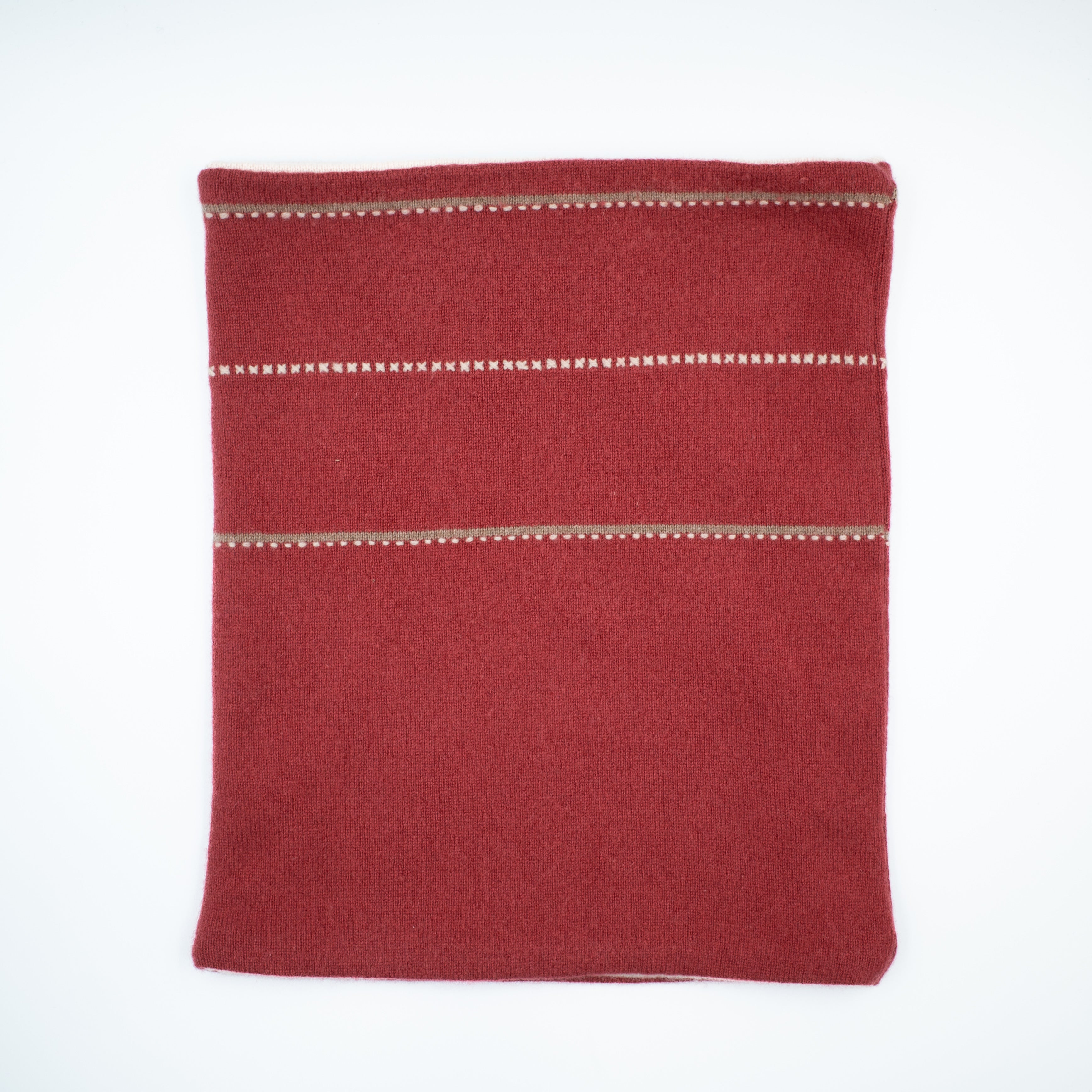 Cherry Red Stripe Patterned Luxury Double Layered Snood