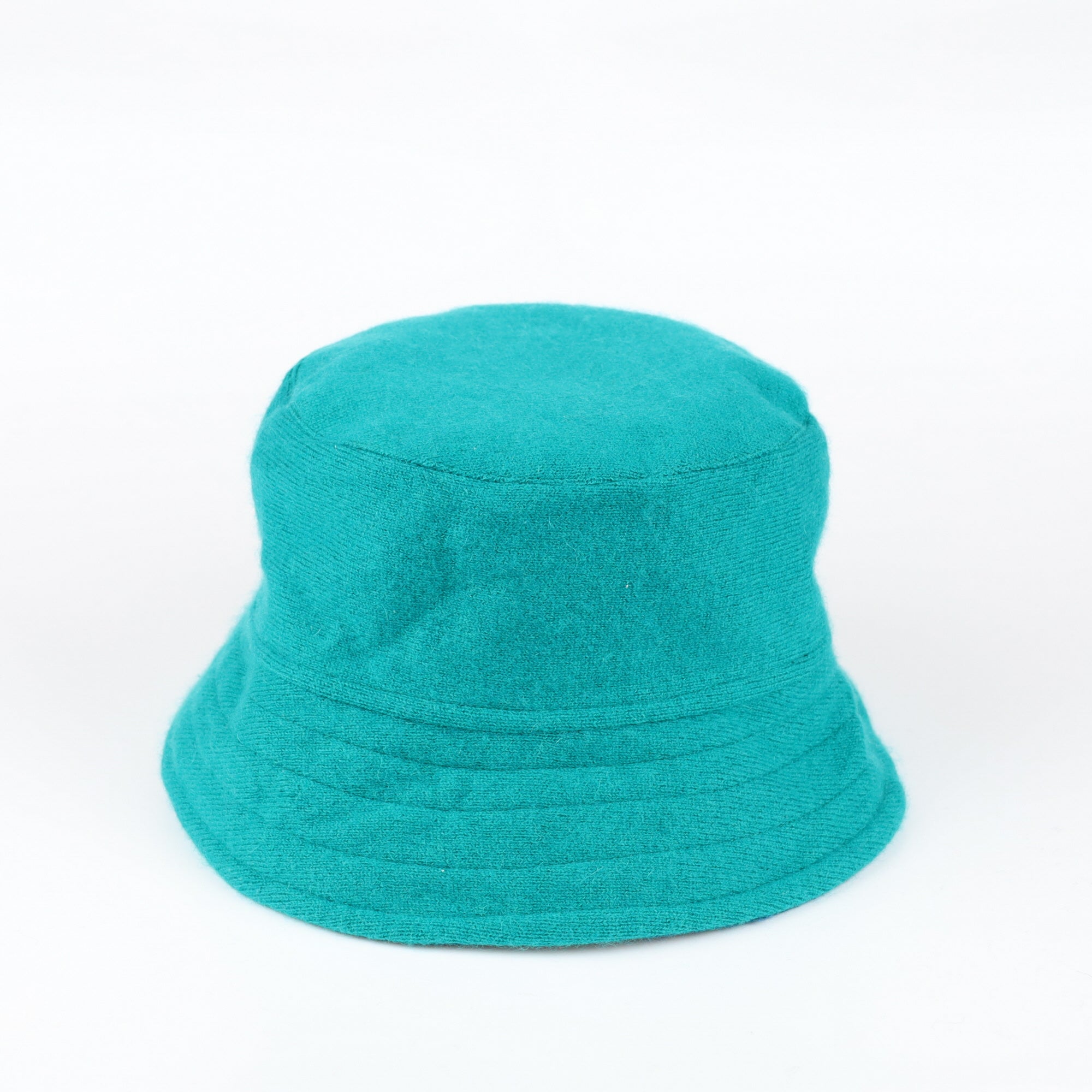 Emerald Green and Teal Reversible Cashmere Bucket Hat Small