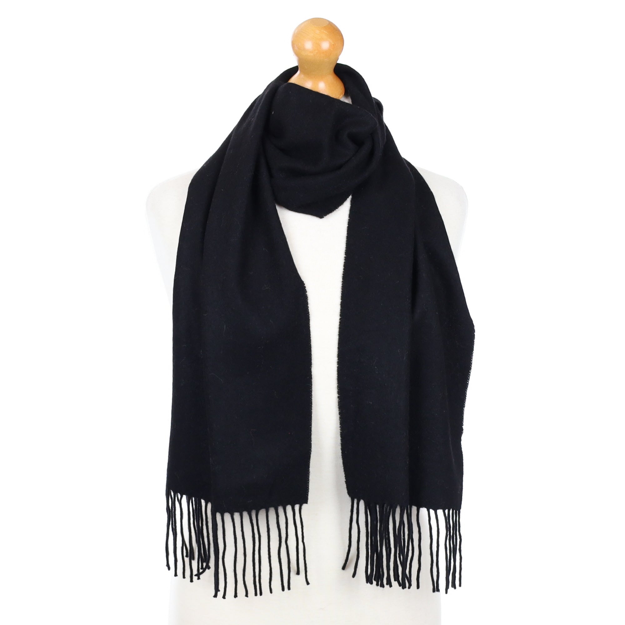 Black Fringed Cashmere Woven Scarf