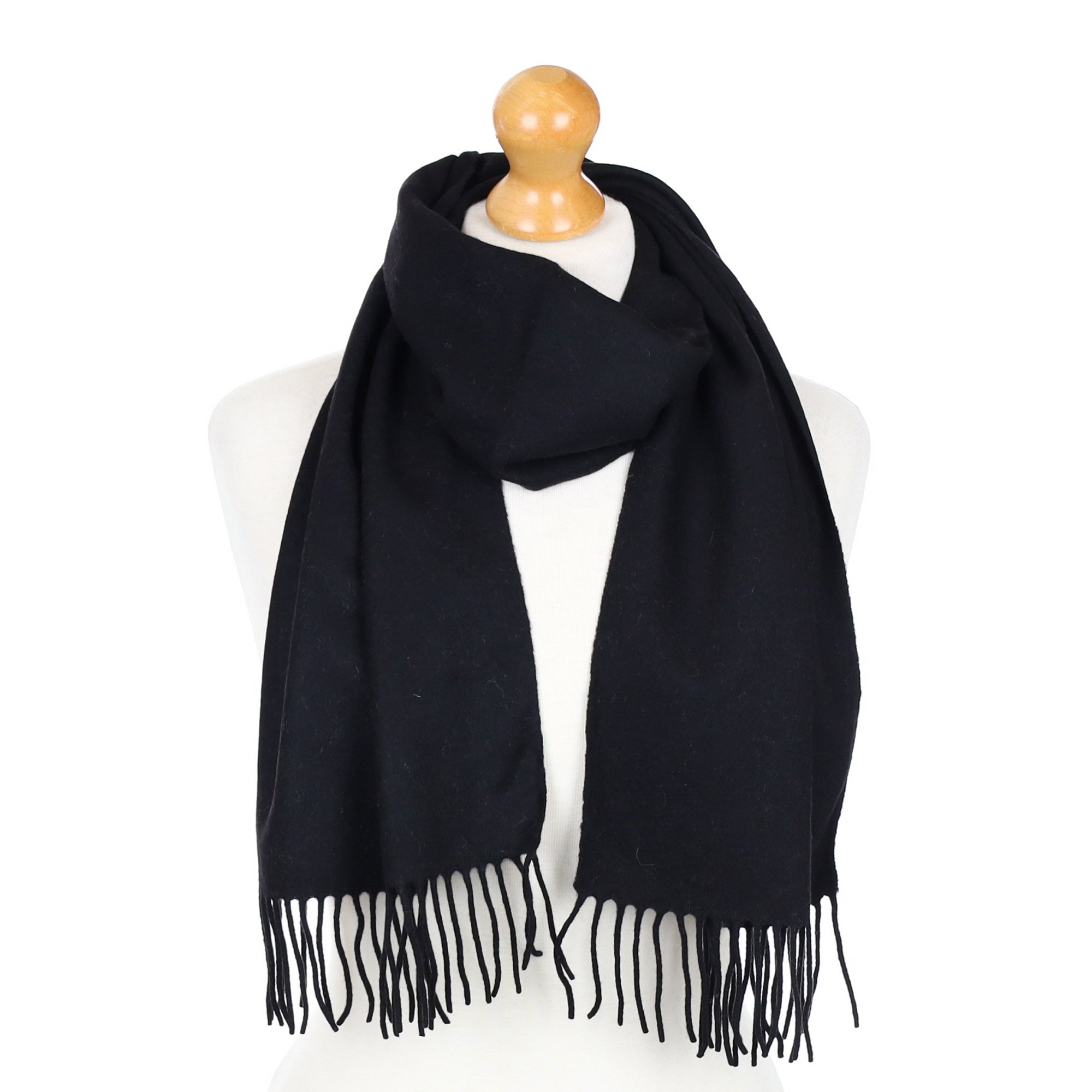 Black Fringed Cashmere Woven Scarf