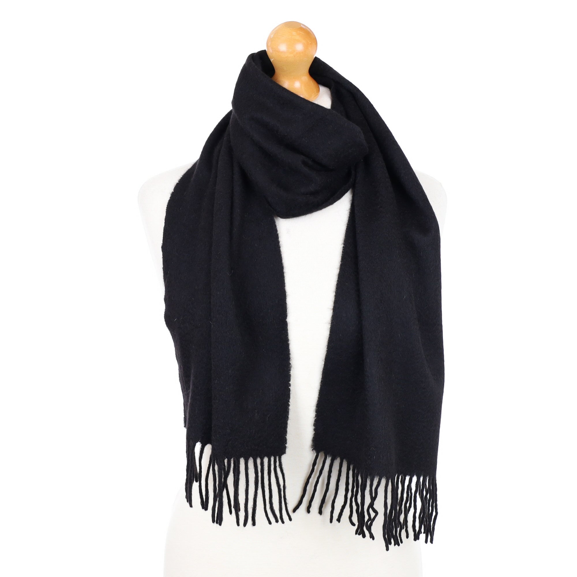 Black Fringed Cashmere Woven Scarf