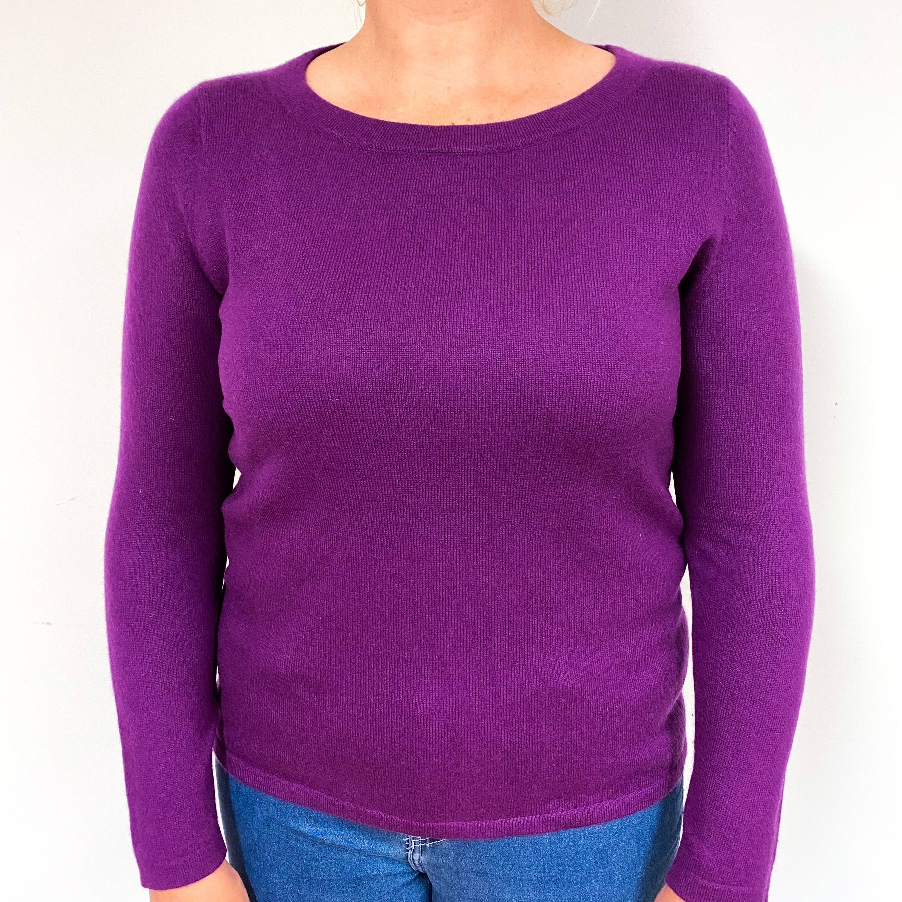 Violet Purple Cashmere Crew Neck Jumper Large