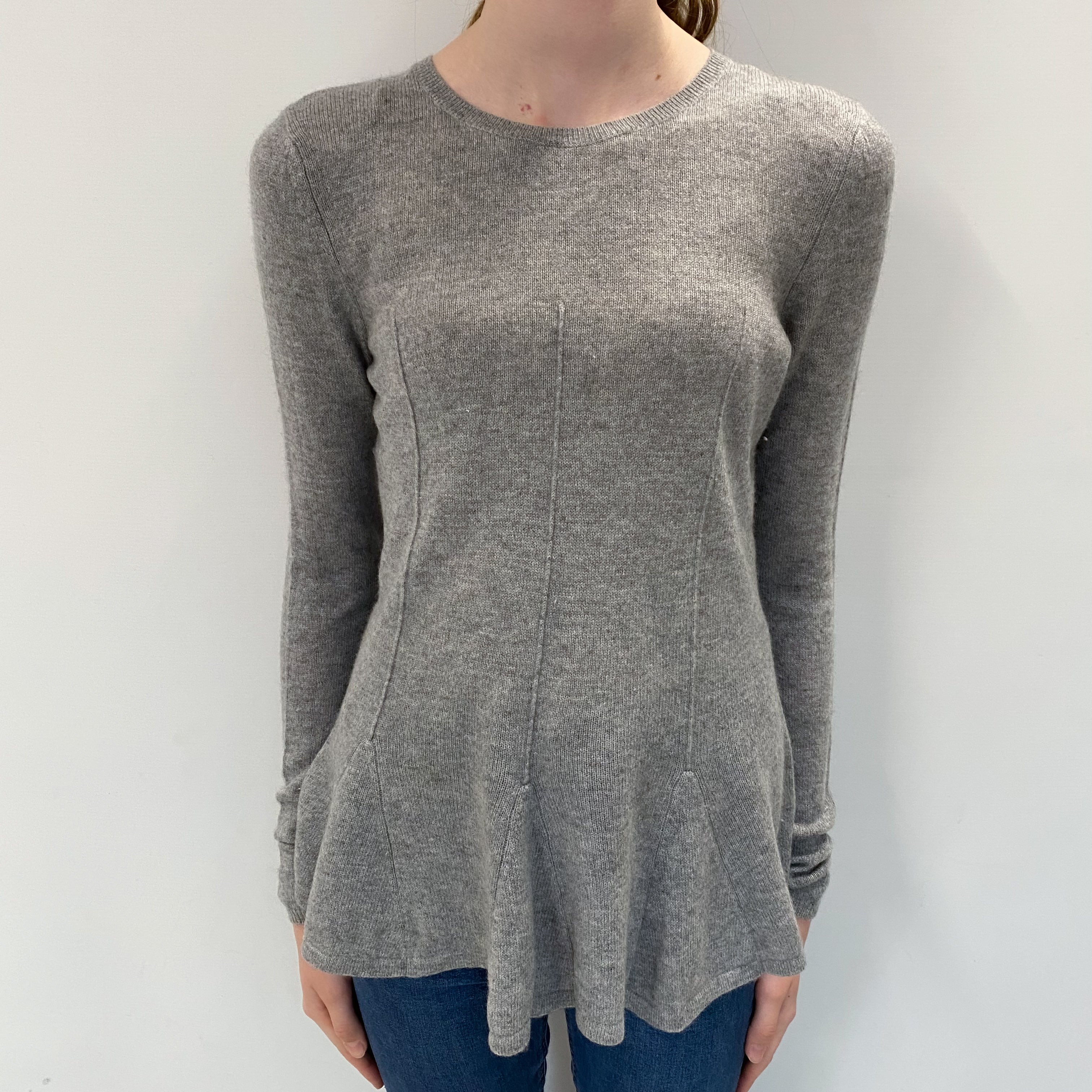 Smoke Grey Cashmere Crew Neck Jumper Extra Small