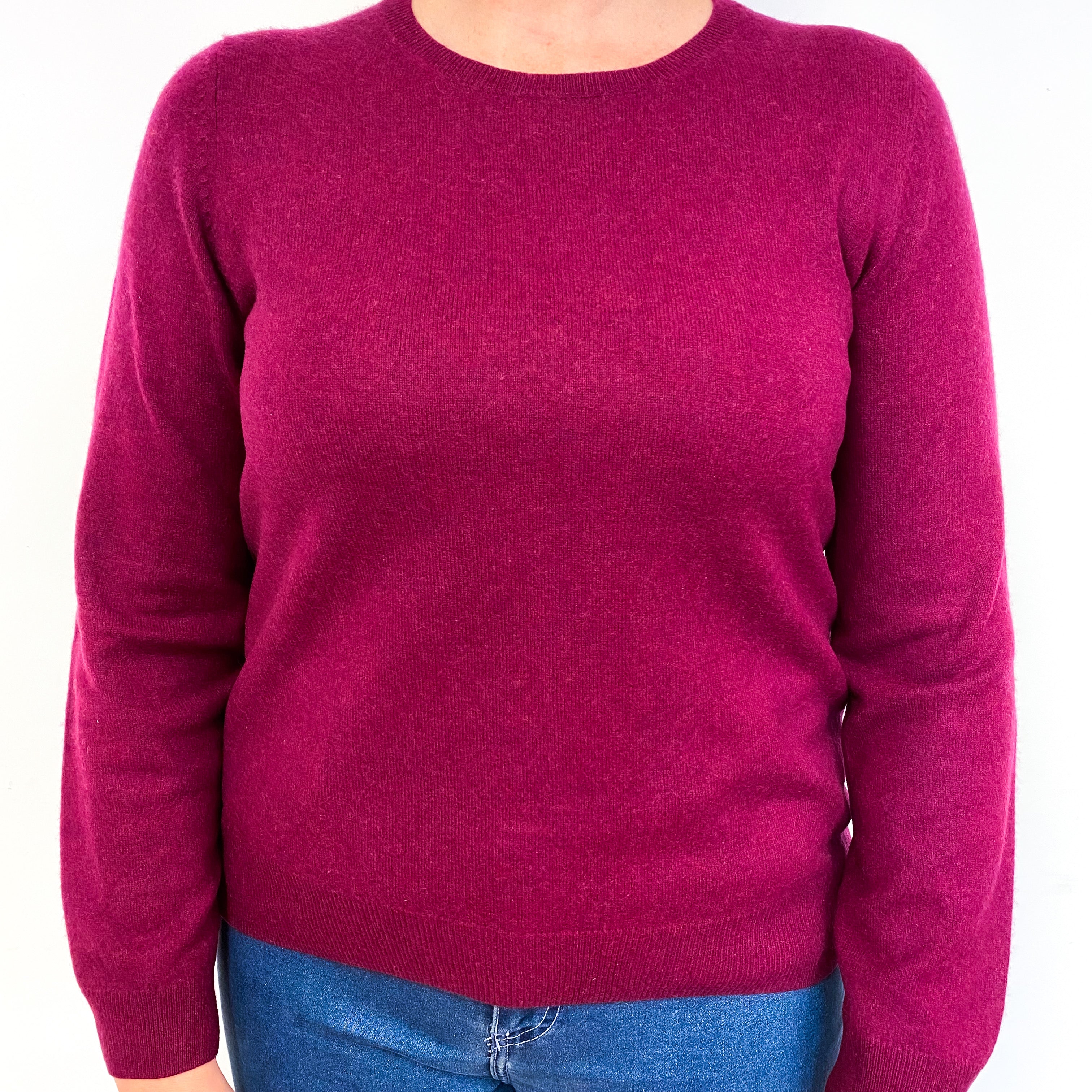 Plum Purple Cashmere Crew Neck Jumper Large