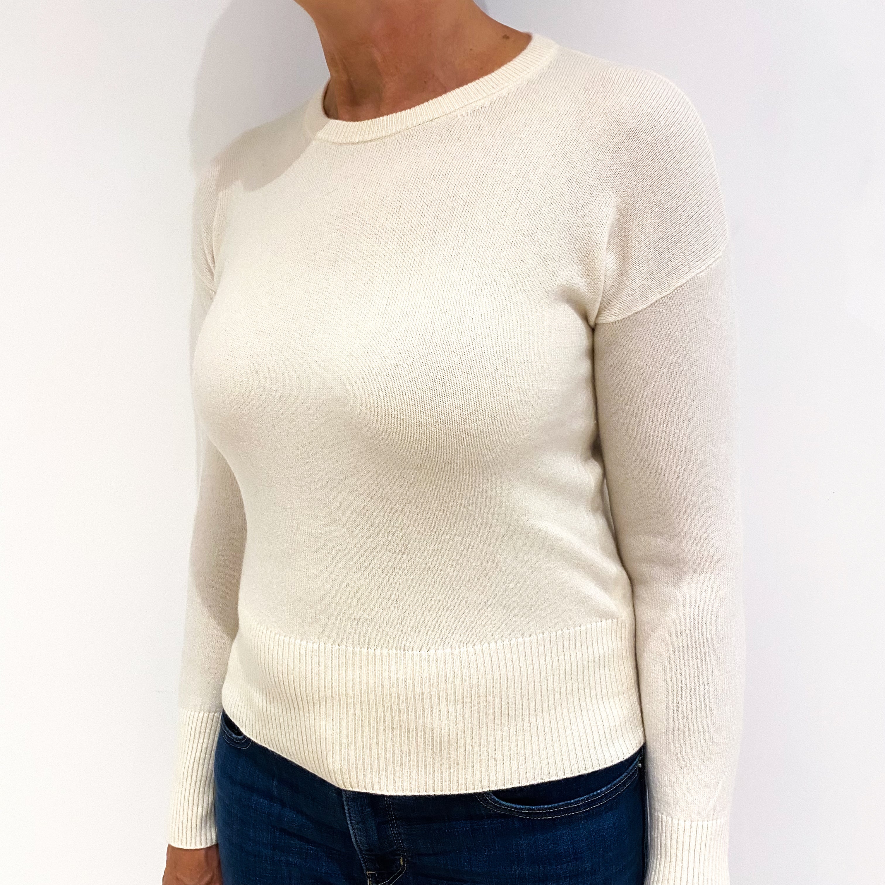 Winter White Cashmere Crew Neck Jumper Medium