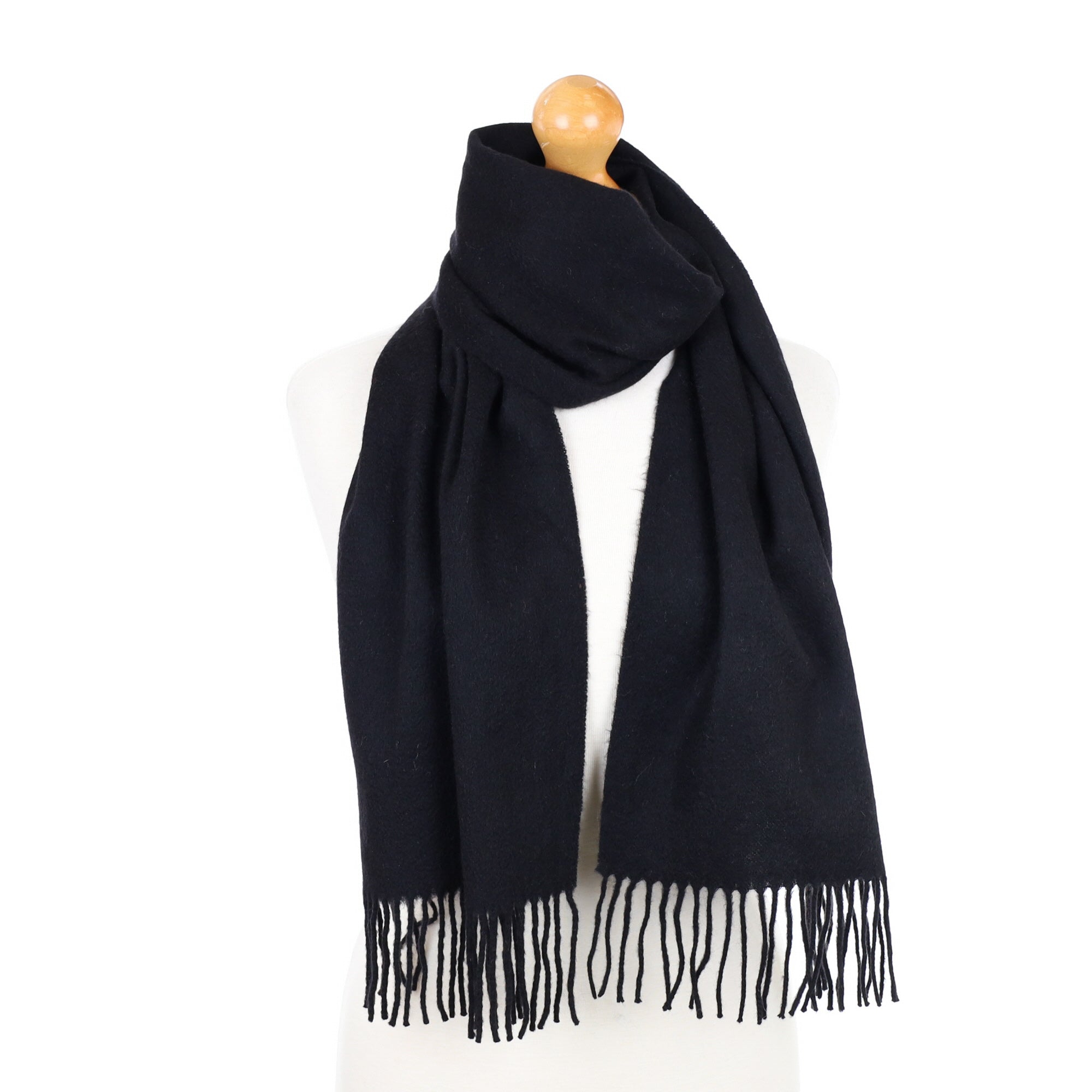 Black Fringed Cashmere Woven Scarf