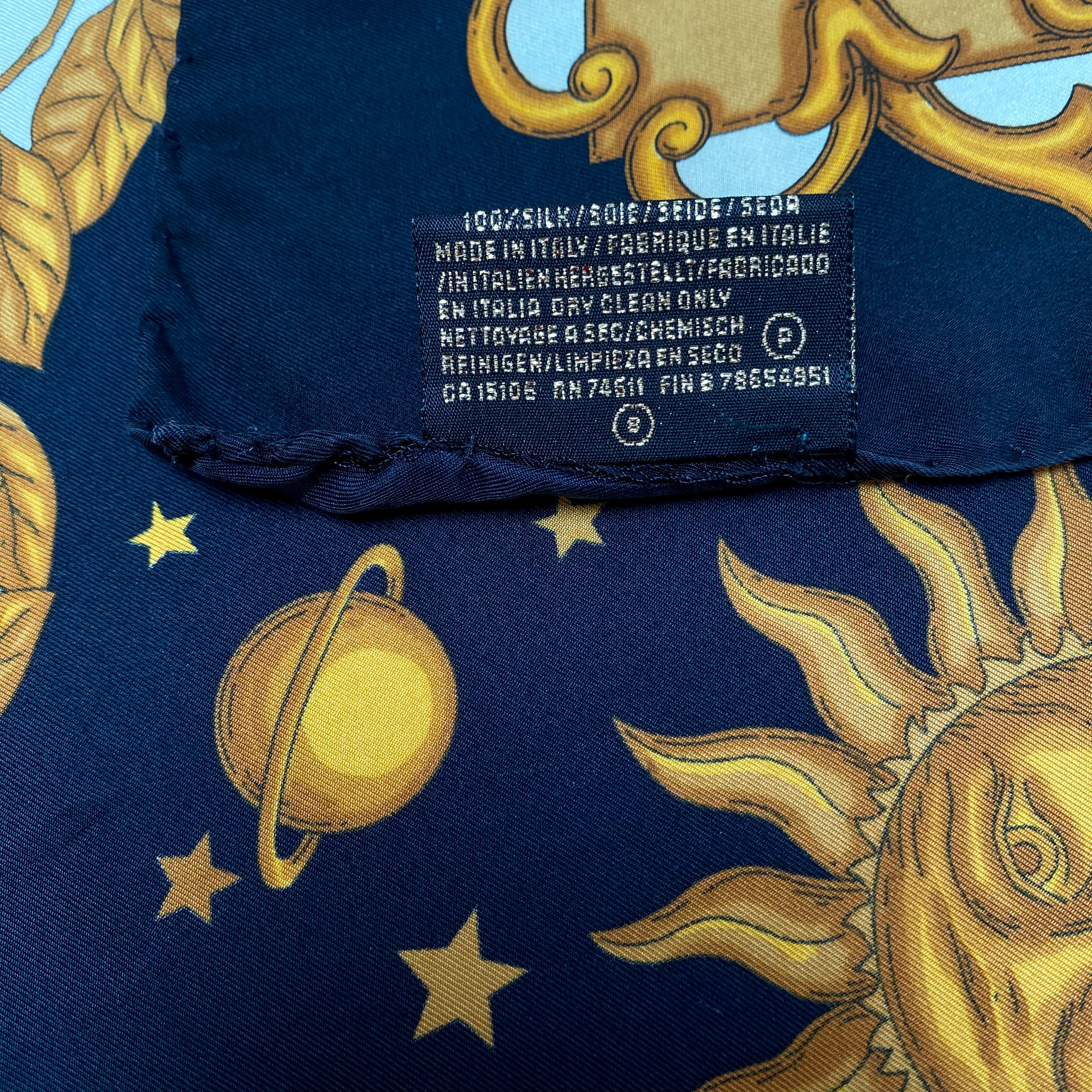 Zodiac Design Vintage Silk Scarf