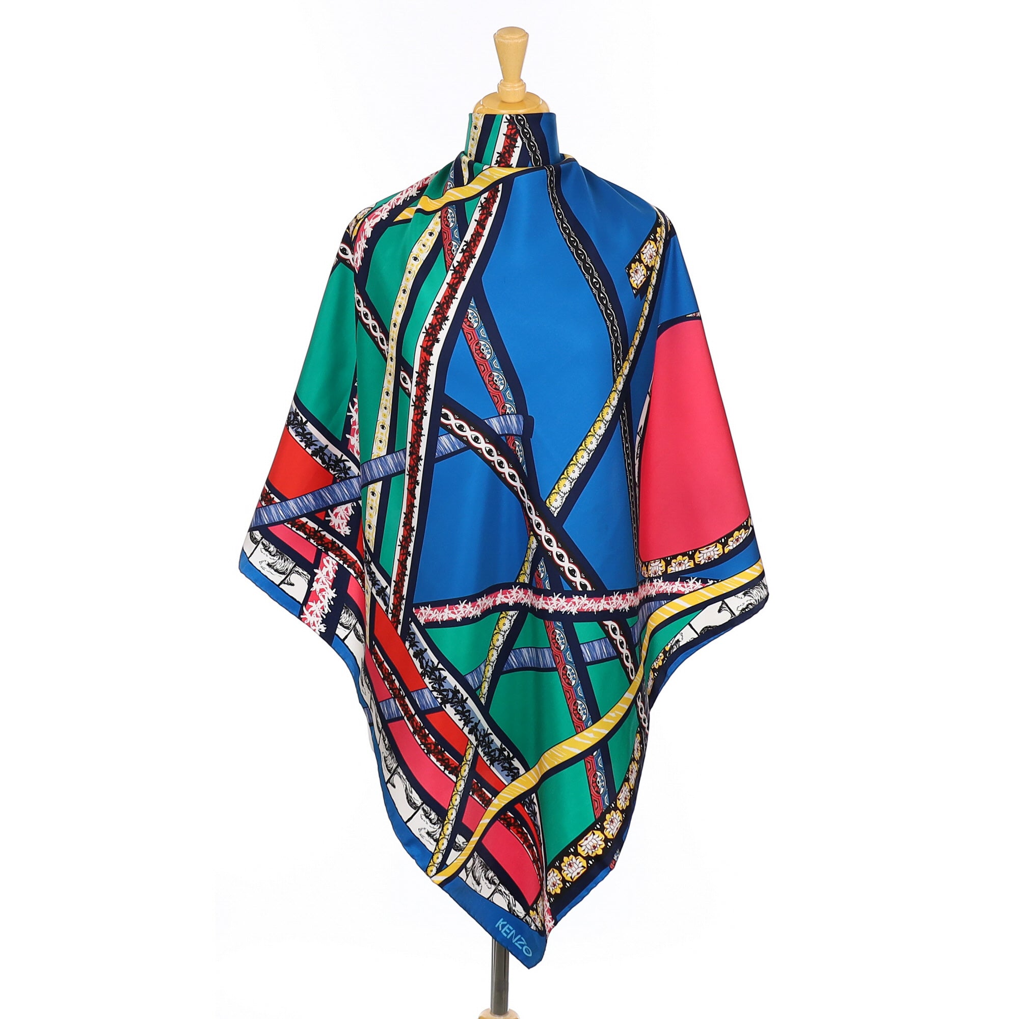 Kenzo Multicoloured Abstract Silk Scarf