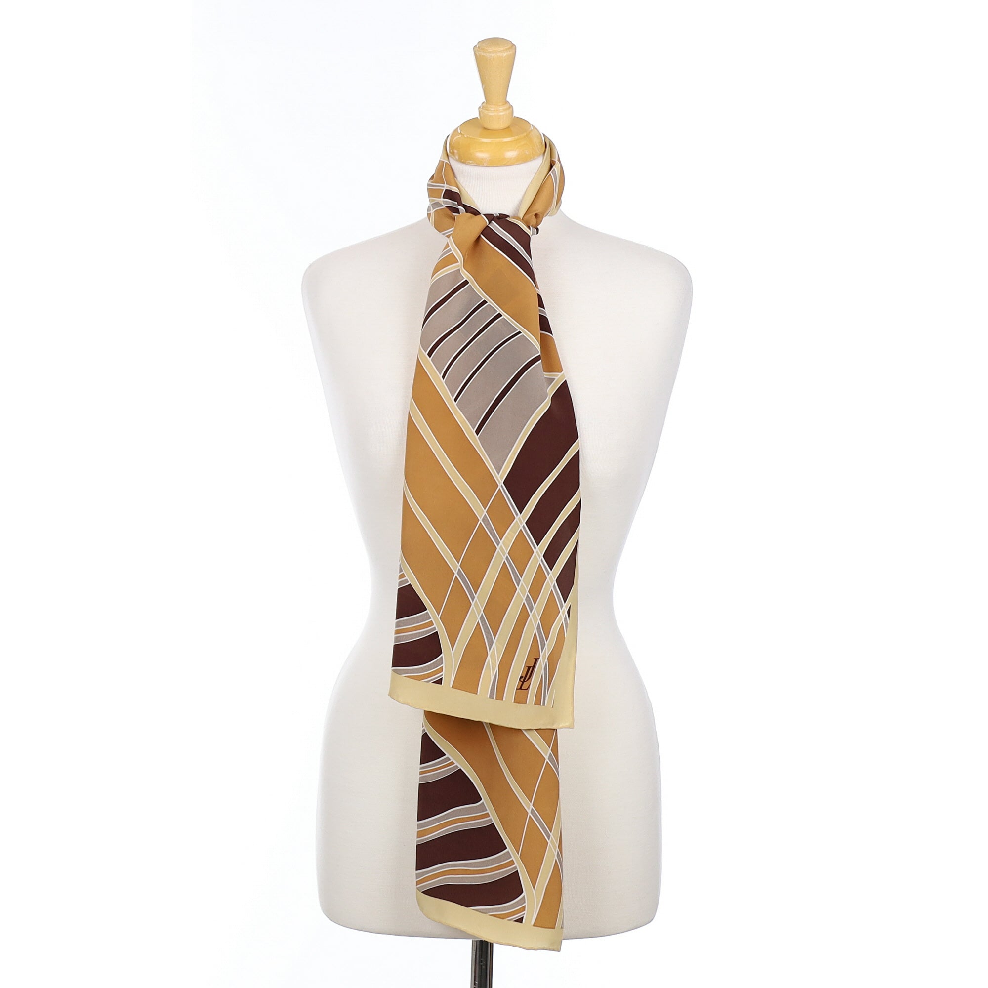 Brand New Jammers & Leufgen Abstract Brown Silk Scarf