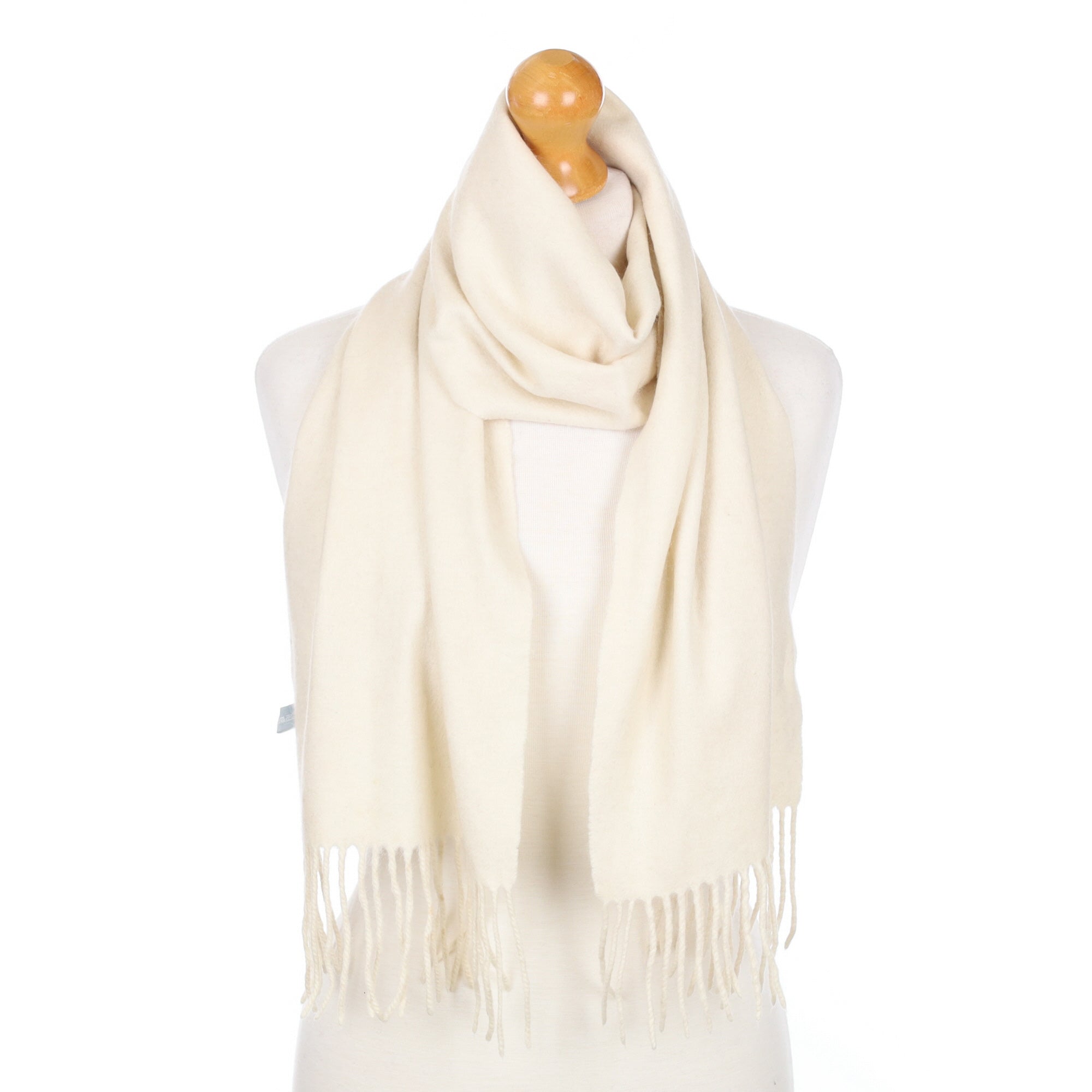 Winter White Fringed Cashmere Woven Scarf