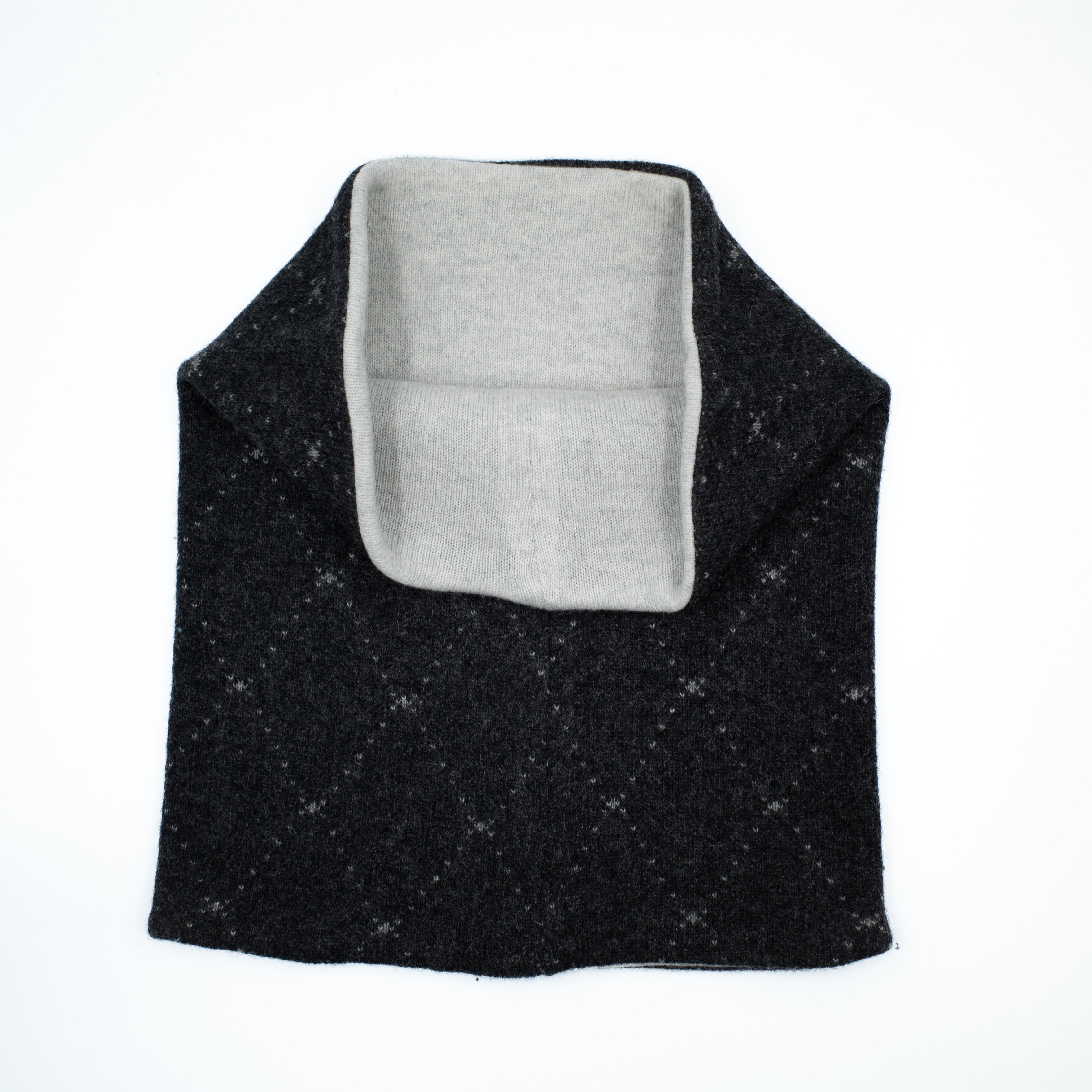 Charcoal Grey Patterned and Palest Grey Luxury Double Layered Snood