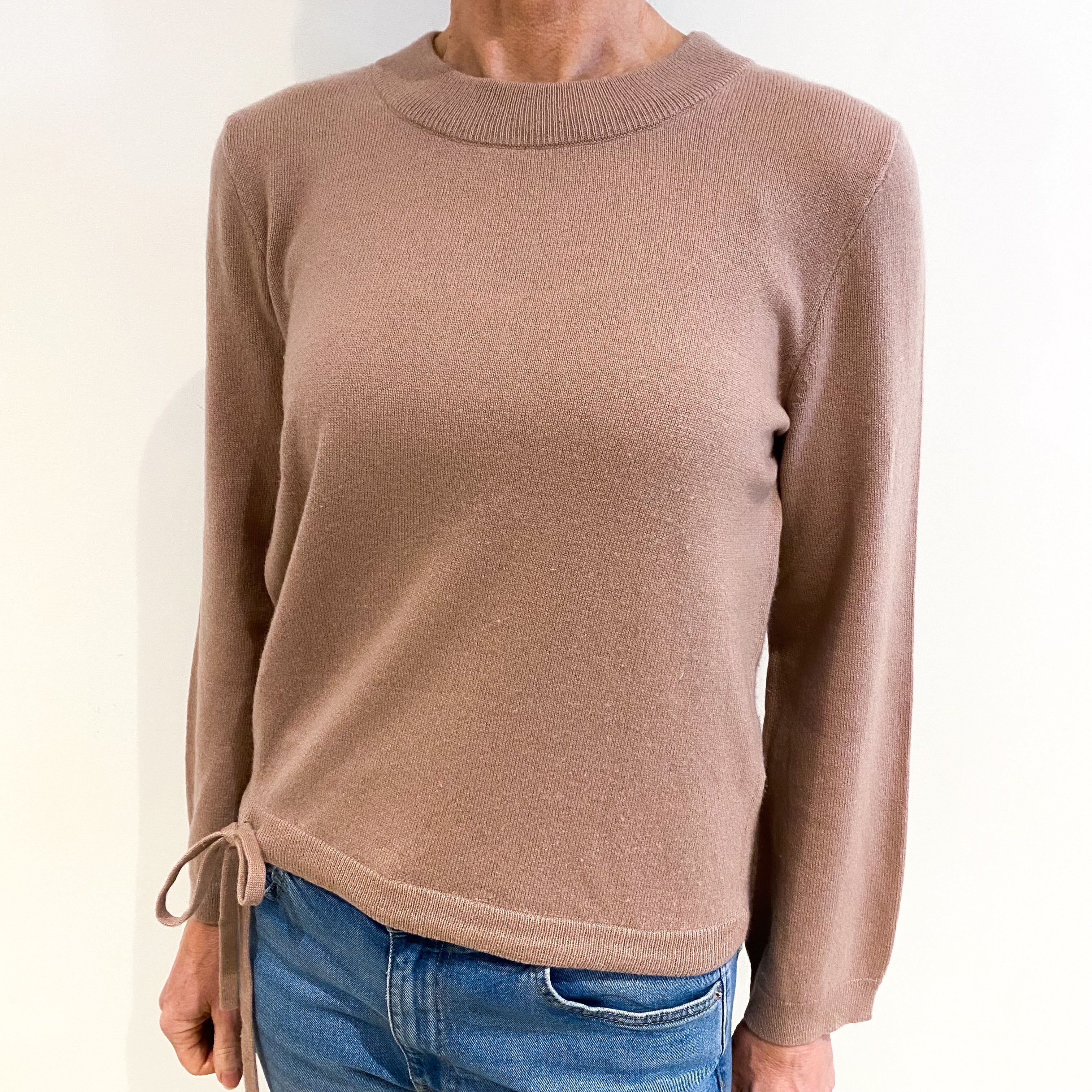 Faded Heather Pink Cashmere Crew Neck Jumper Small