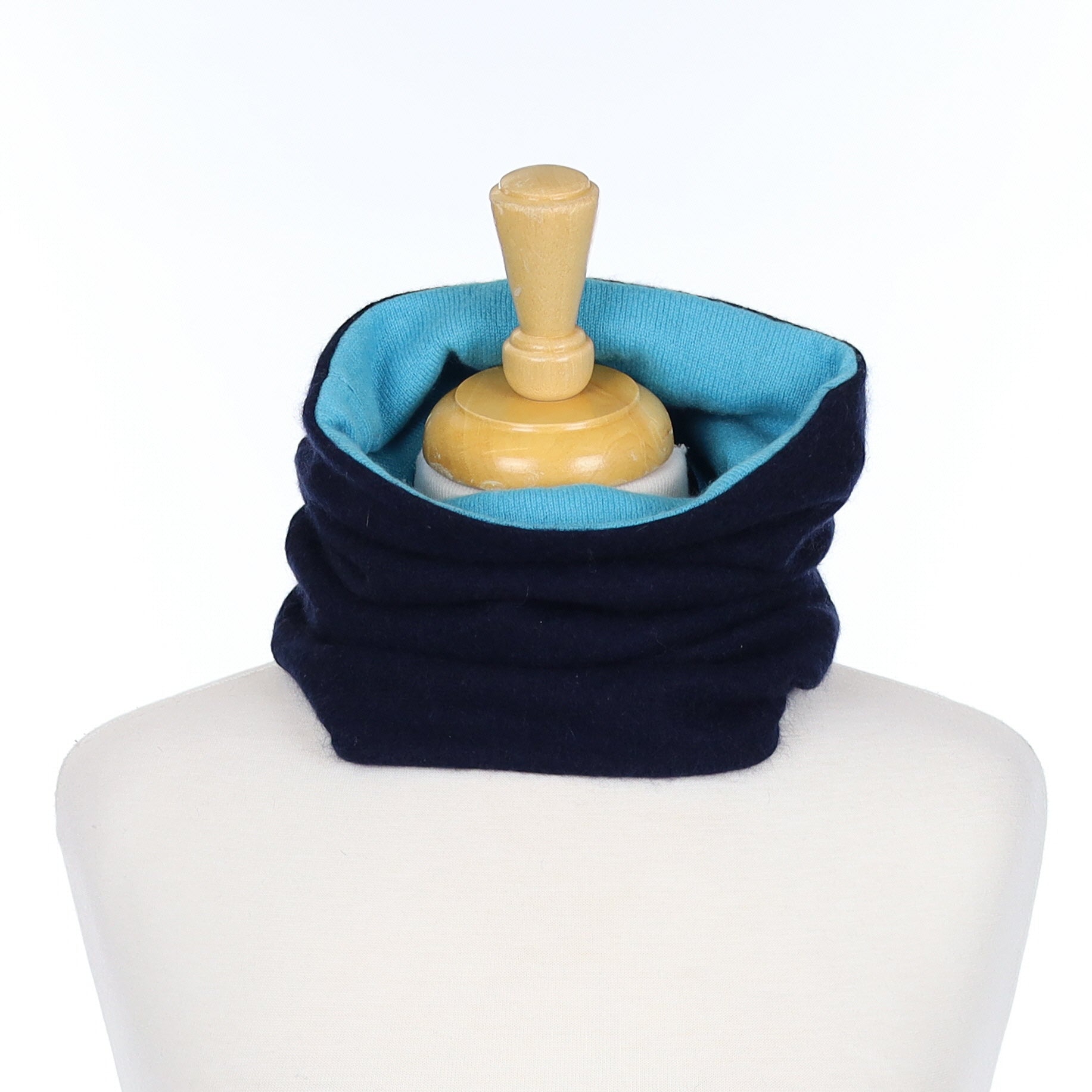 Navy and Aqua Blue Luxury Double Layered Snood