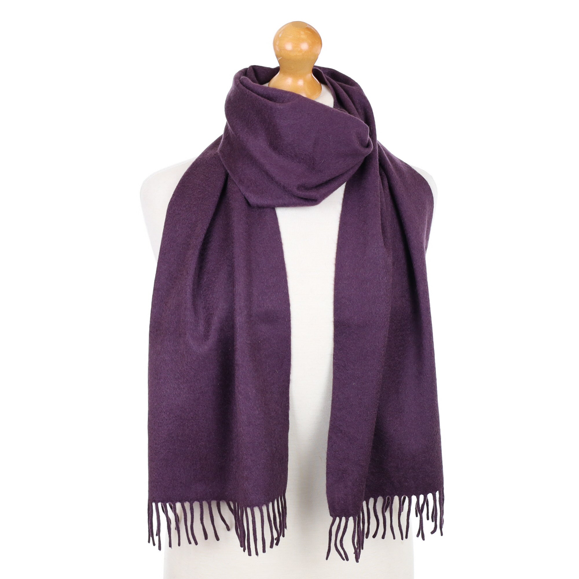 Blueberry Purple Fringed Cashmere Woven Scarf