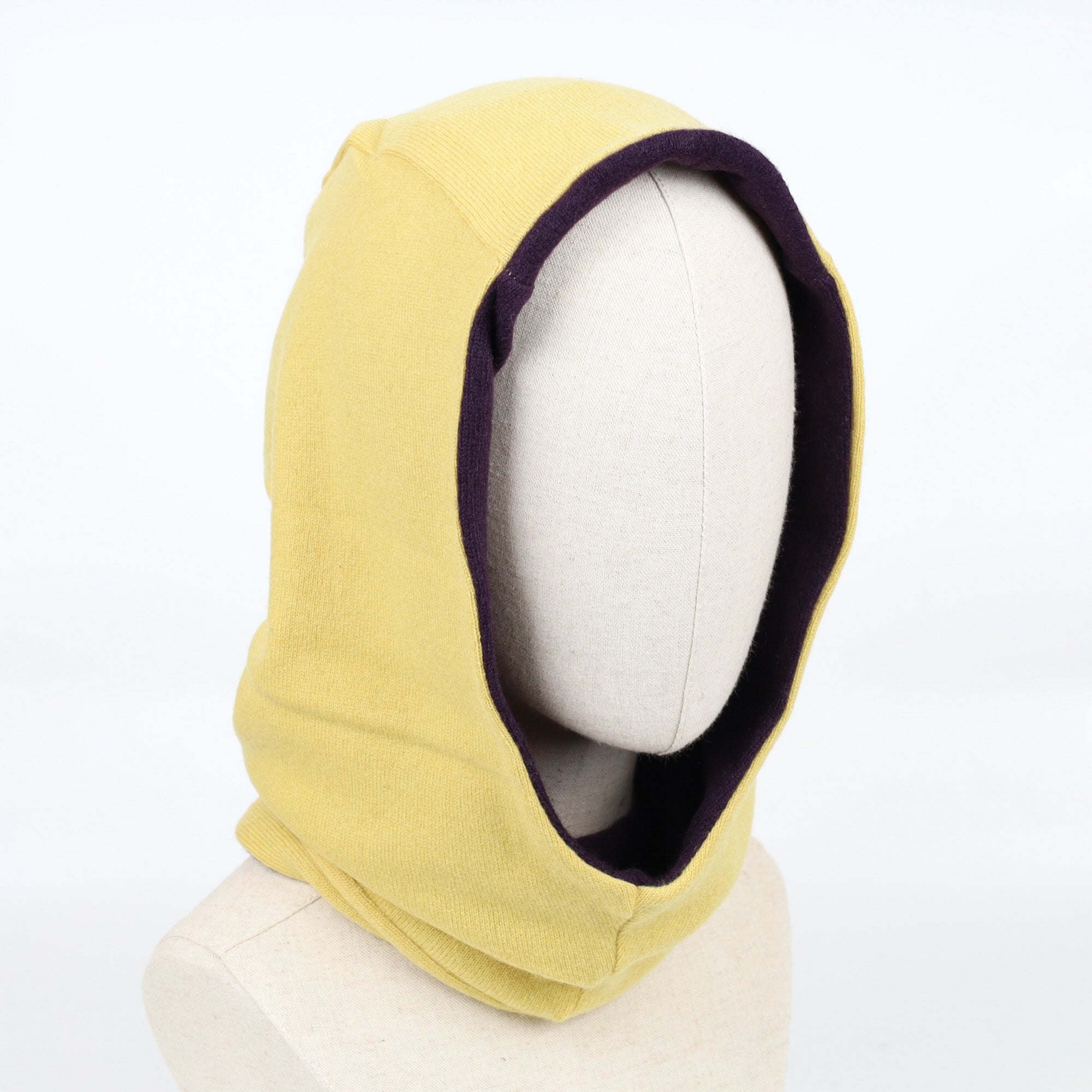 Aubergine Purple and Yellow Luxury Reversible Cashmere Hood Unisex