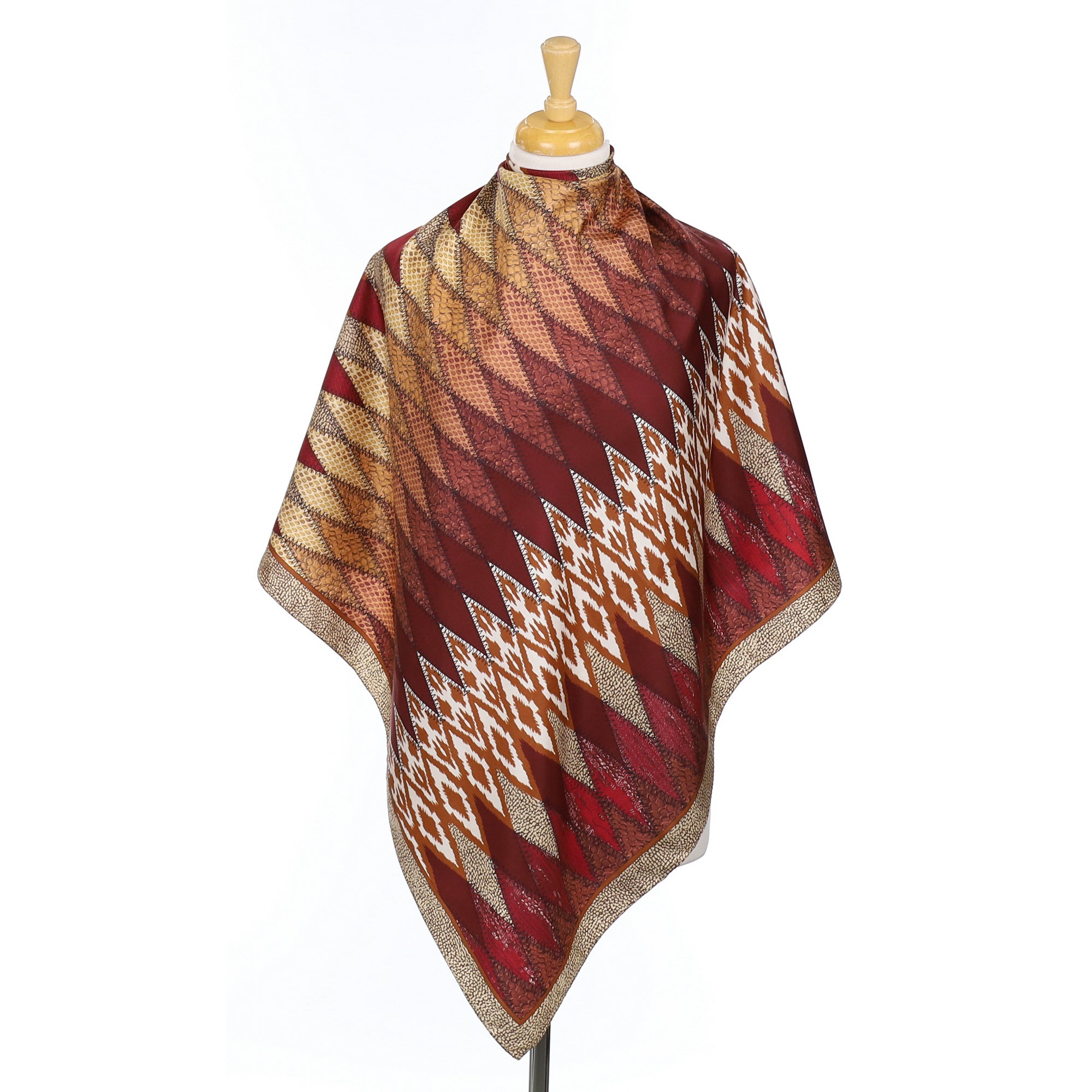 Borbonese Brown Abstract Silk Scarf