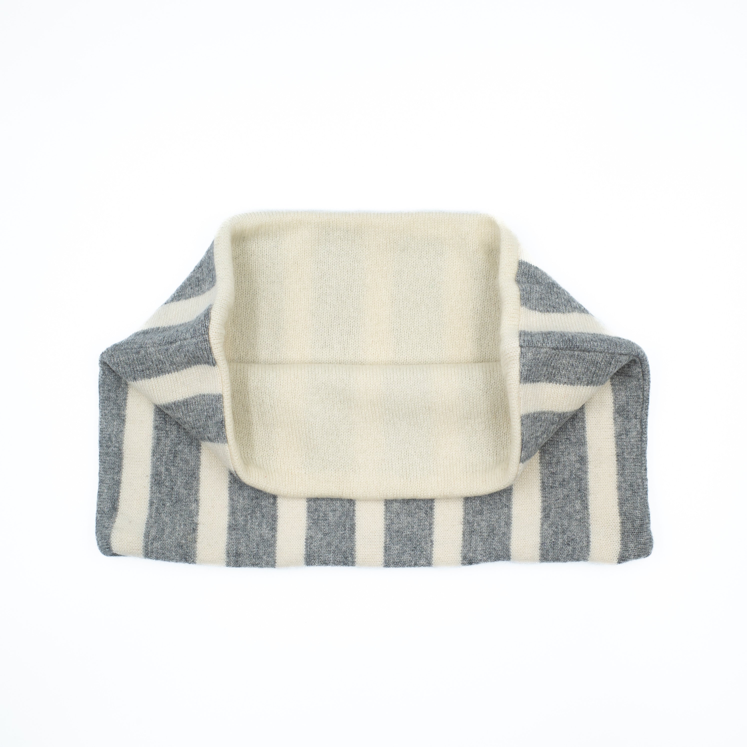 Smoke Grey and Vanilla Cream Striped Neck Warmer