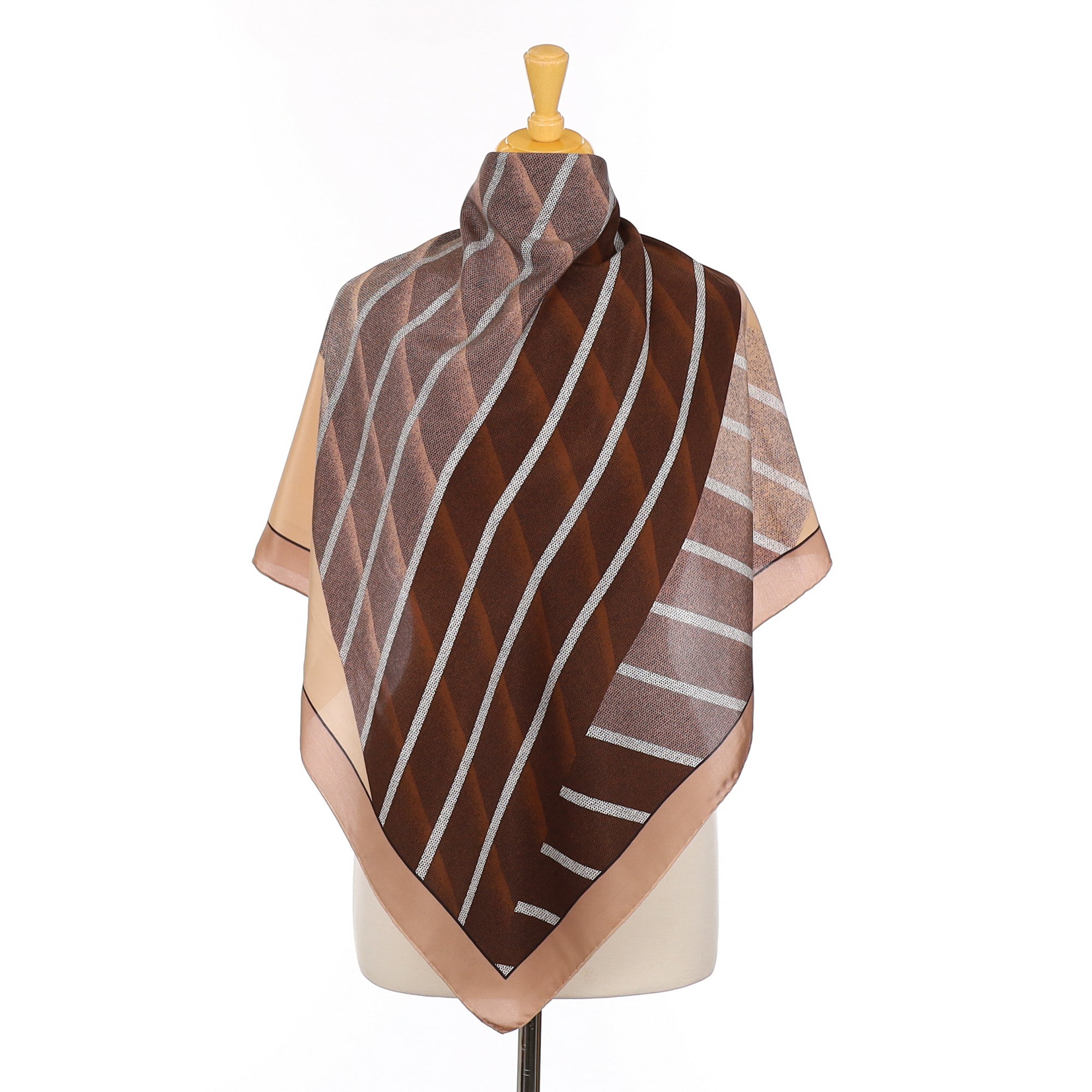 Italian Striped Brown Vintage Silk Scarf