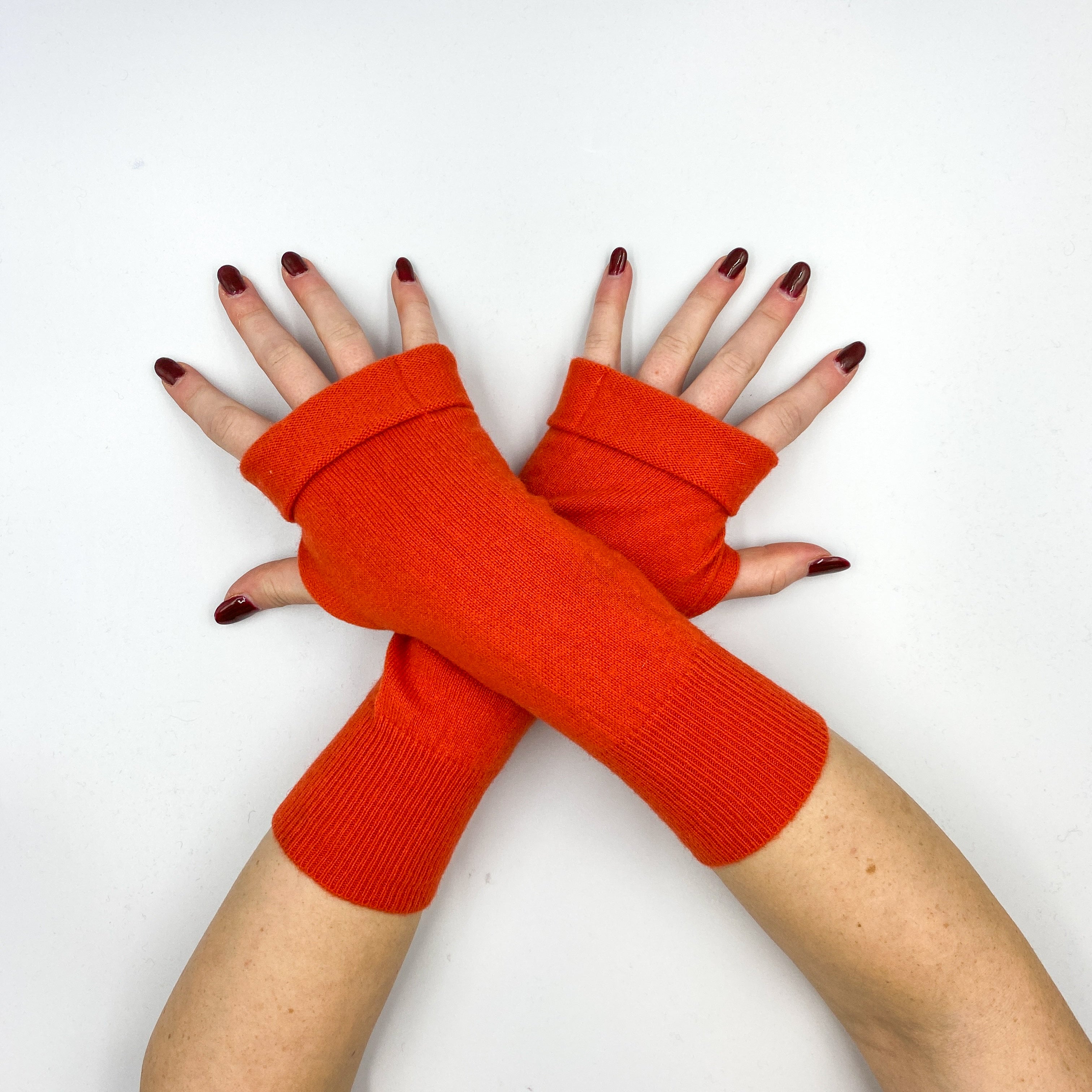 Bright Pumpkin Orange Fingerless Gloves