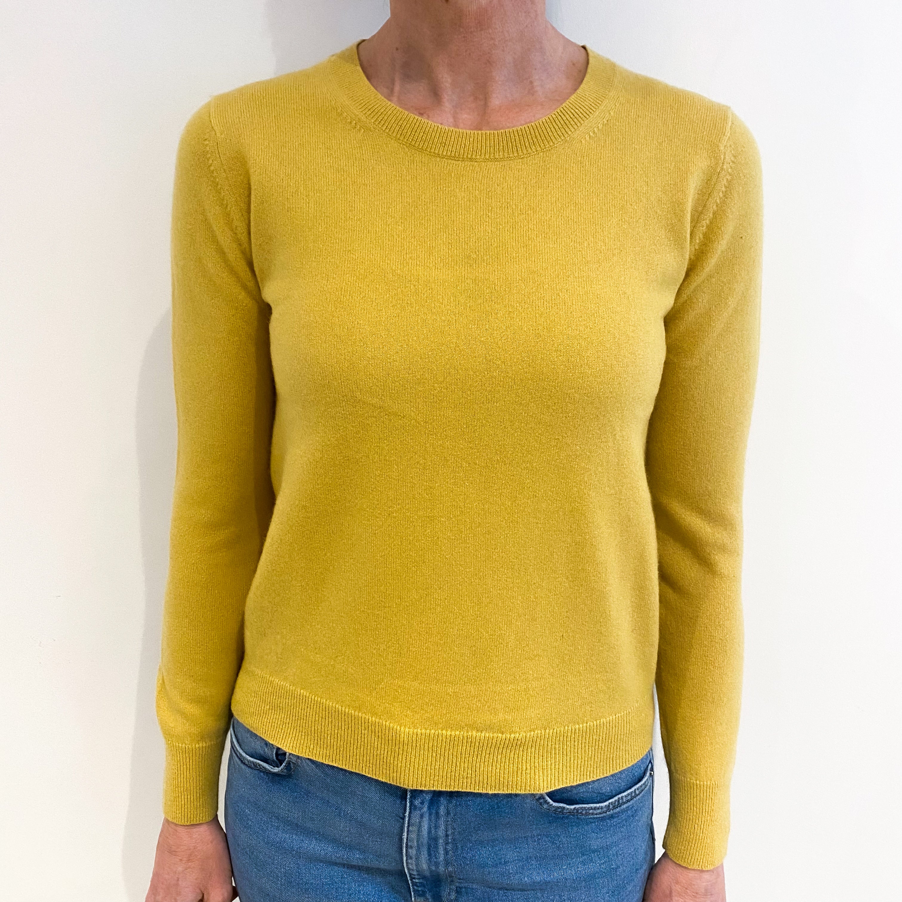 Pollen Yellow Cashmere Crew Neck Jumper Small