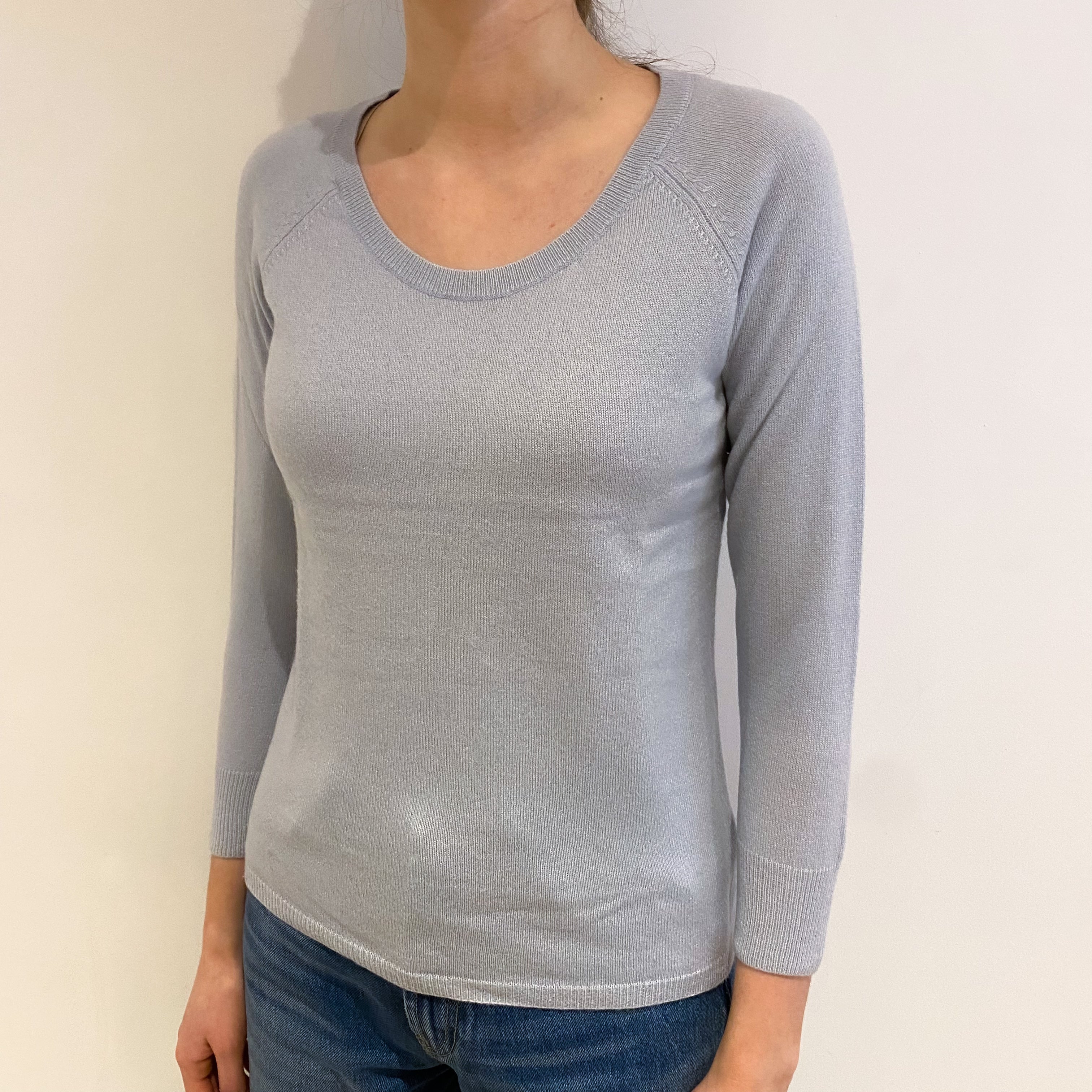 Pale Blue Cashmere Scoop Neck Jumper Extra Small