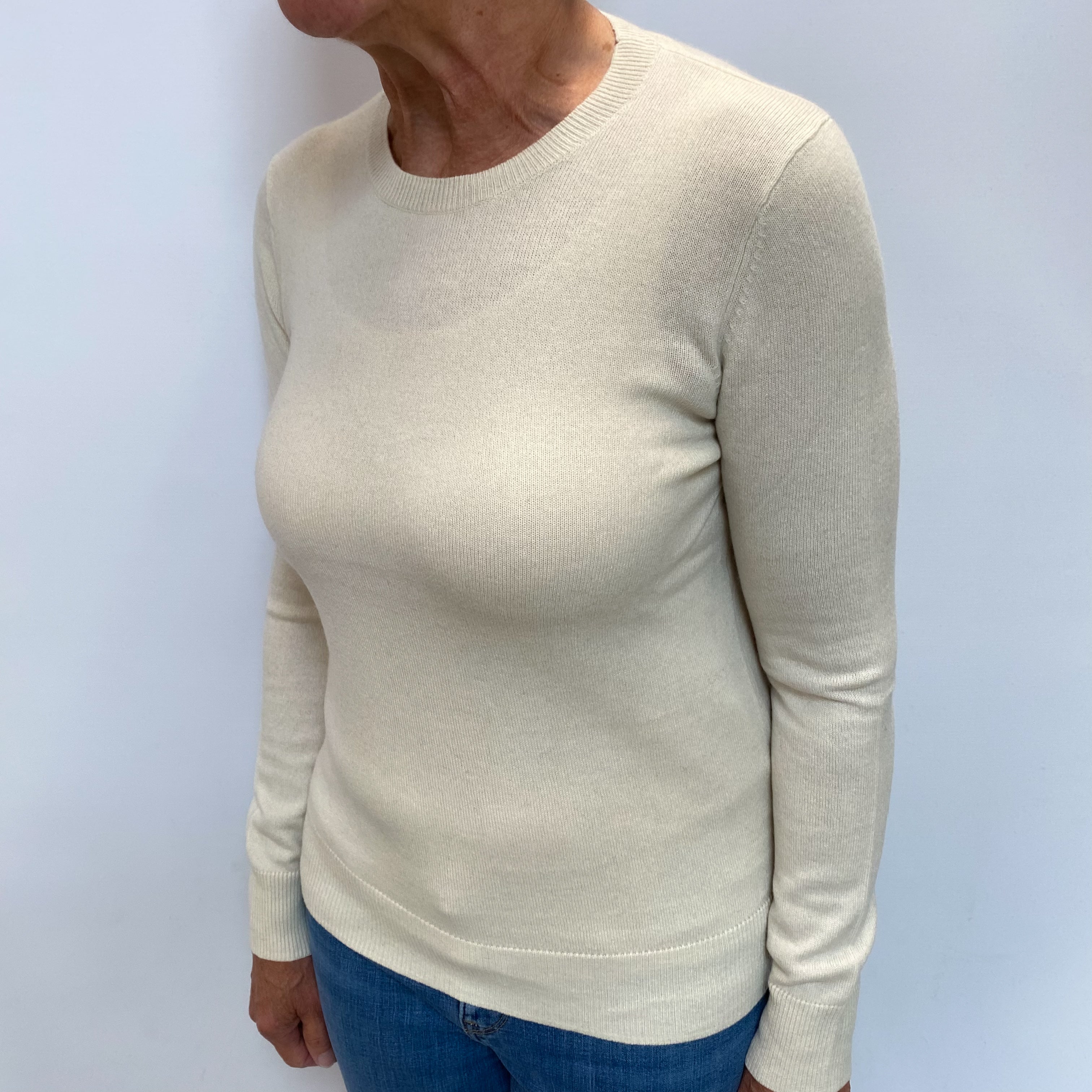 Vanilla Cream Cashmere Crew Neck Jumper Medium