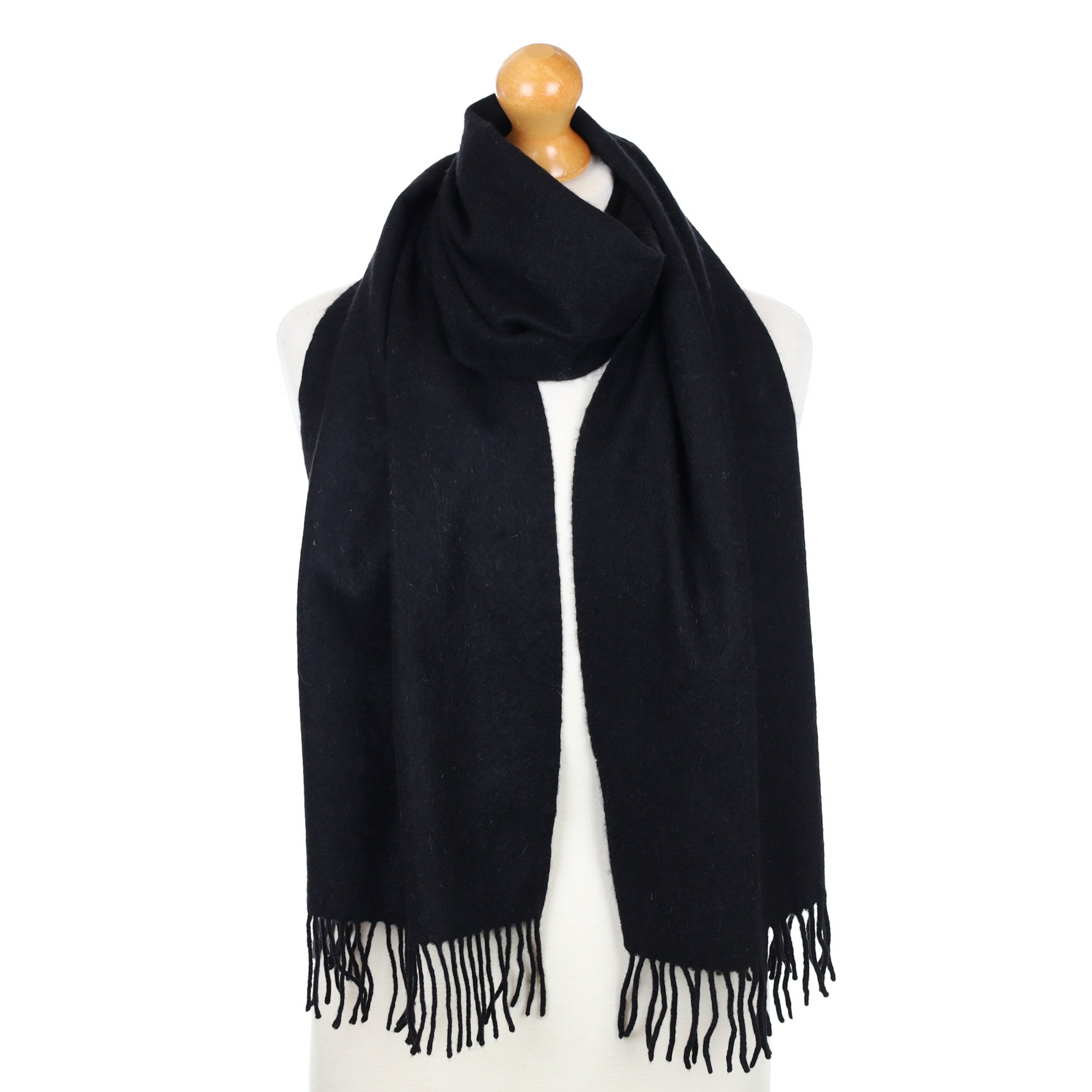 Black Fringed Cashmere Woven Scarf