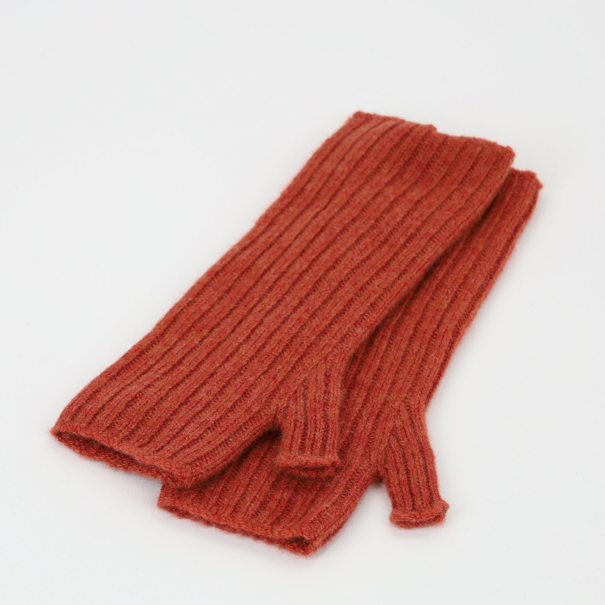 Brand New Scottish Paprika Ribbed Cashmere Fingerless Gloves