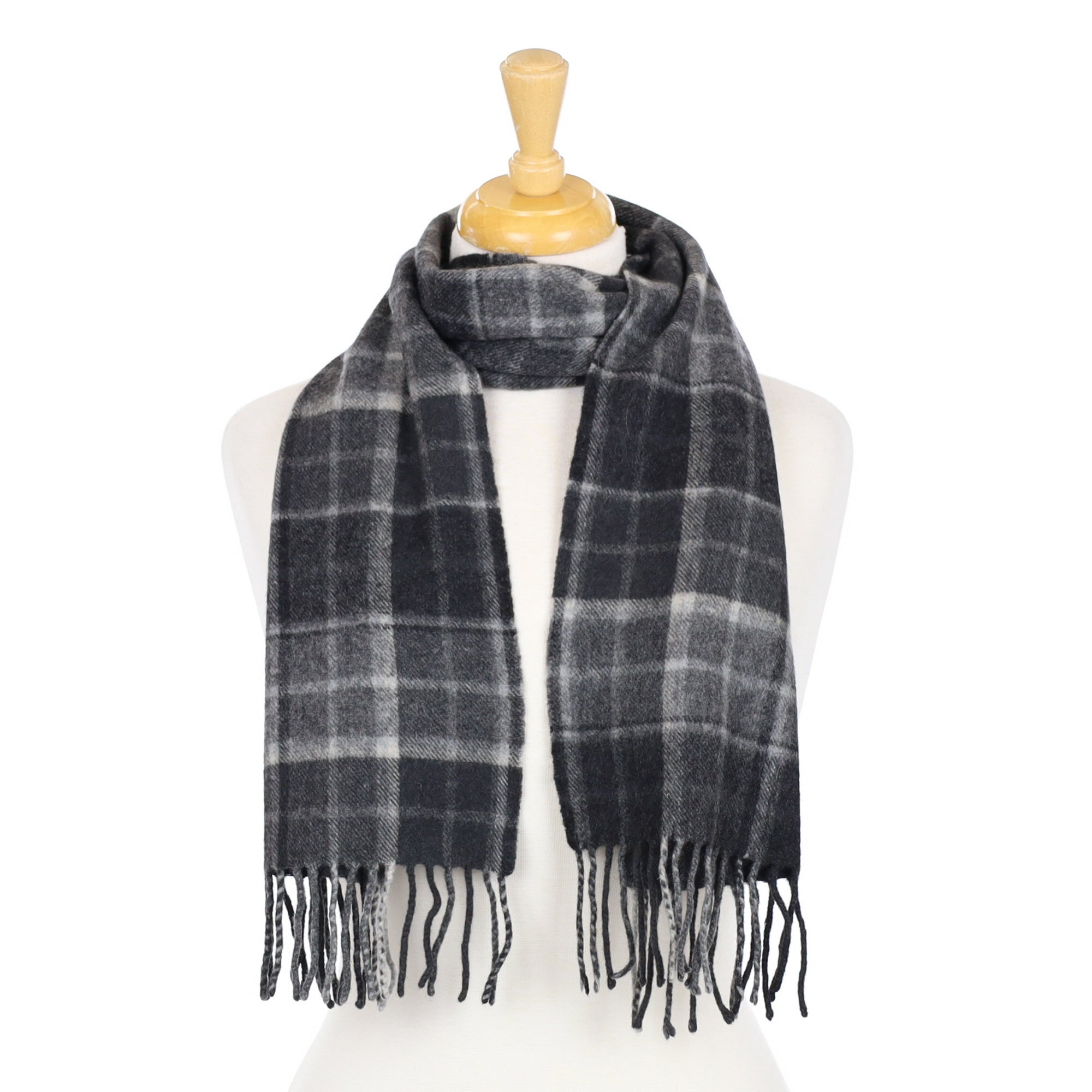 Slate Grey Checked Woven Scarf