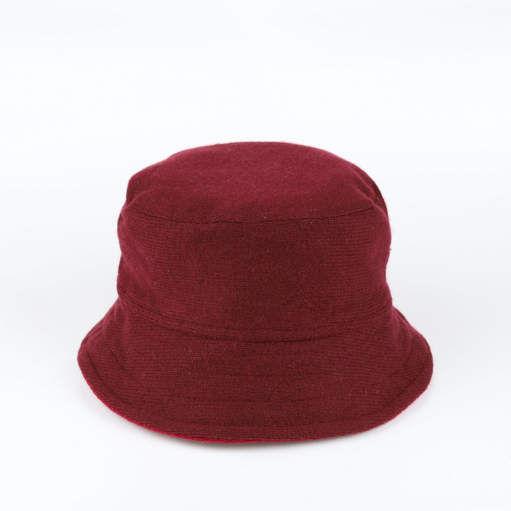 Burgundy Red Reversible Cashmere Bucket Hat Large