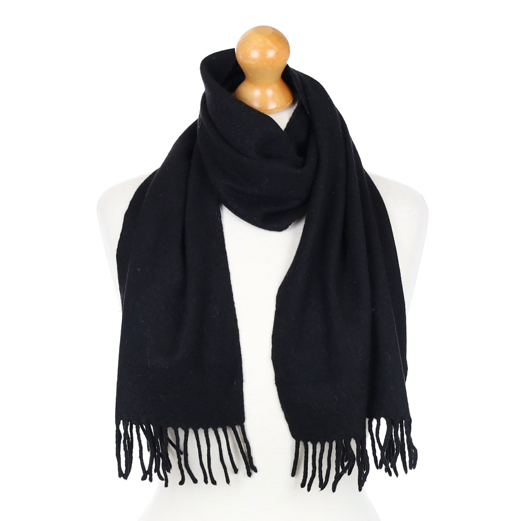 Black Fringed Cashmere Woven Scarf