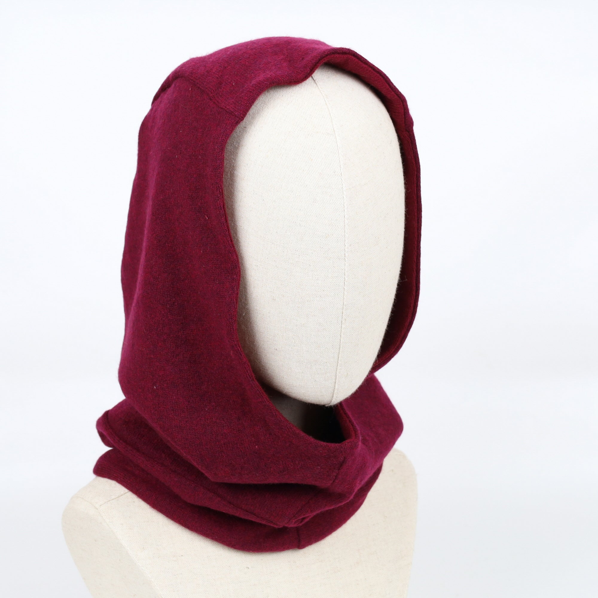 Two Tone Burgundy Luxury Reversible Cashmere Hood Unisex